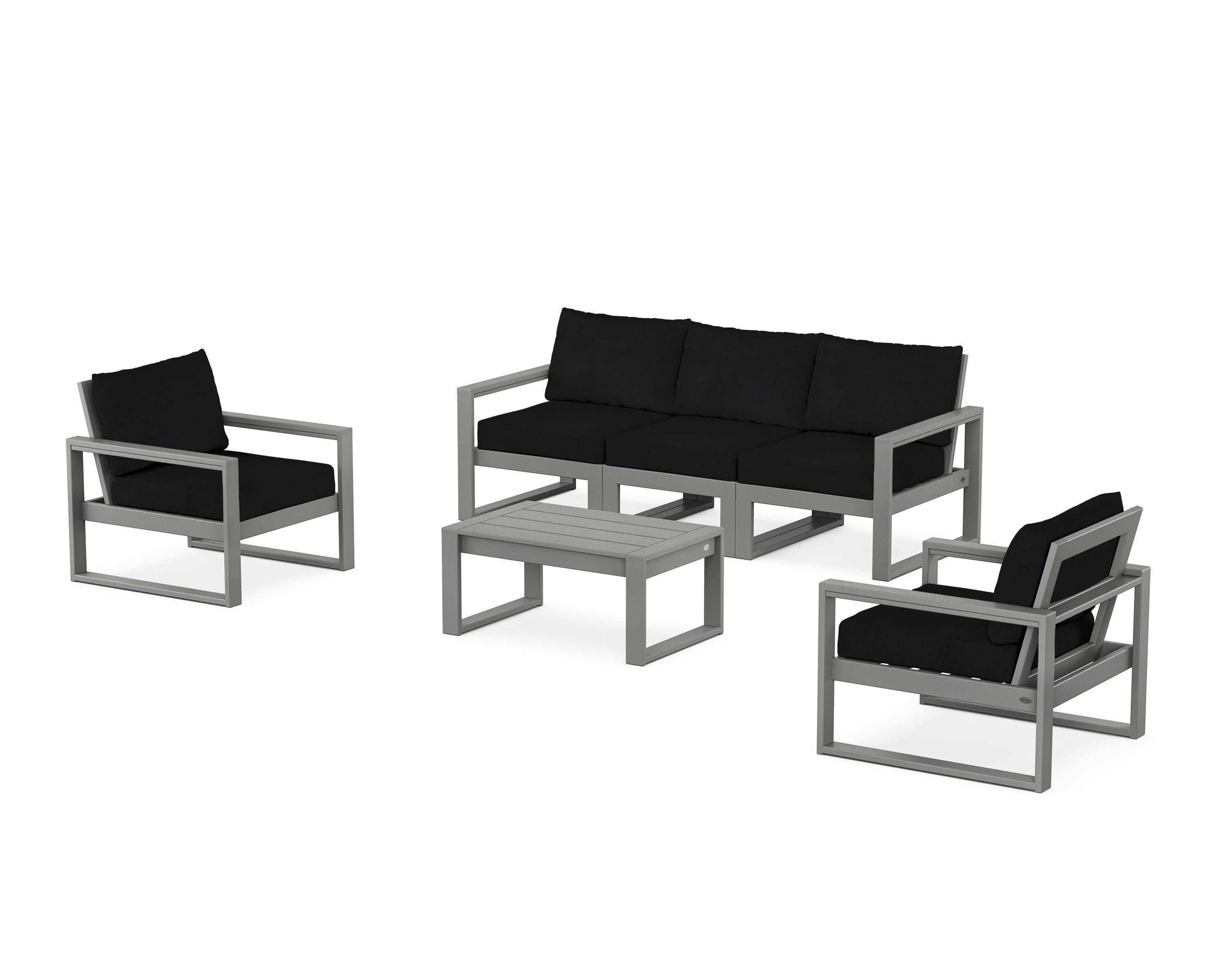 EDGE Sectional 4-Piece Deep Seating Set with Sofa in Slate Grey / Midnight Linen