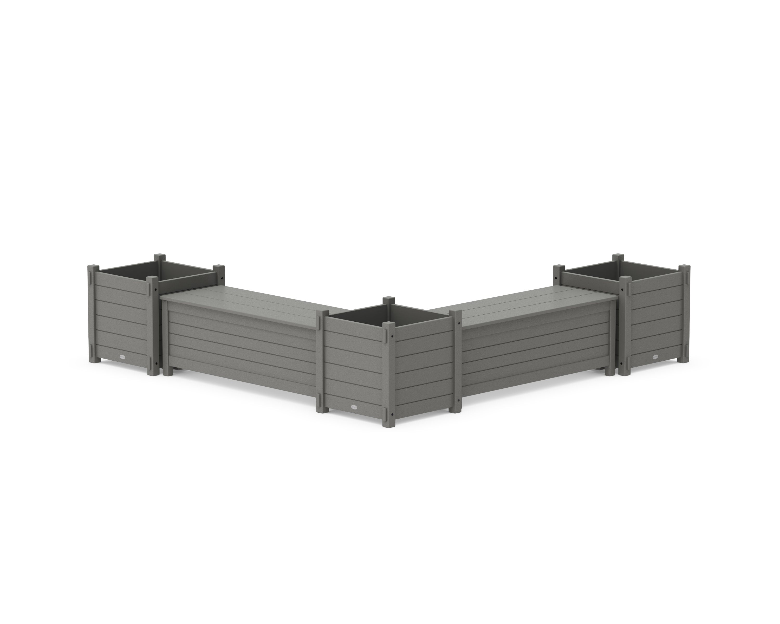 48" Nautical L- Shaped Planter Storage Bench Corner Set- Large in Slate Grey