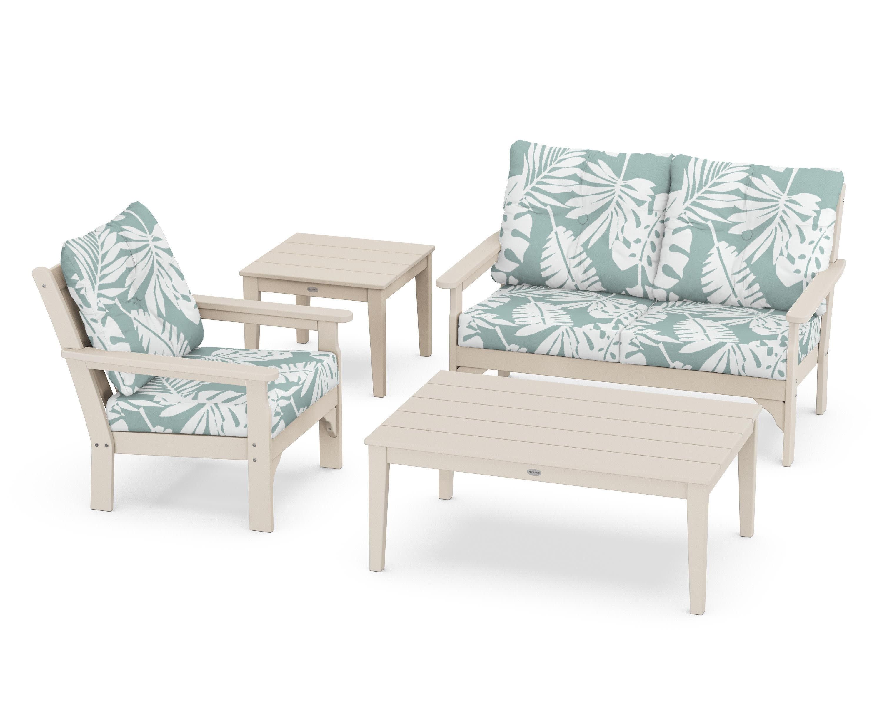Vineyard 4-Piece Deep Seating Set in Sand / Leaf Glacier Spa