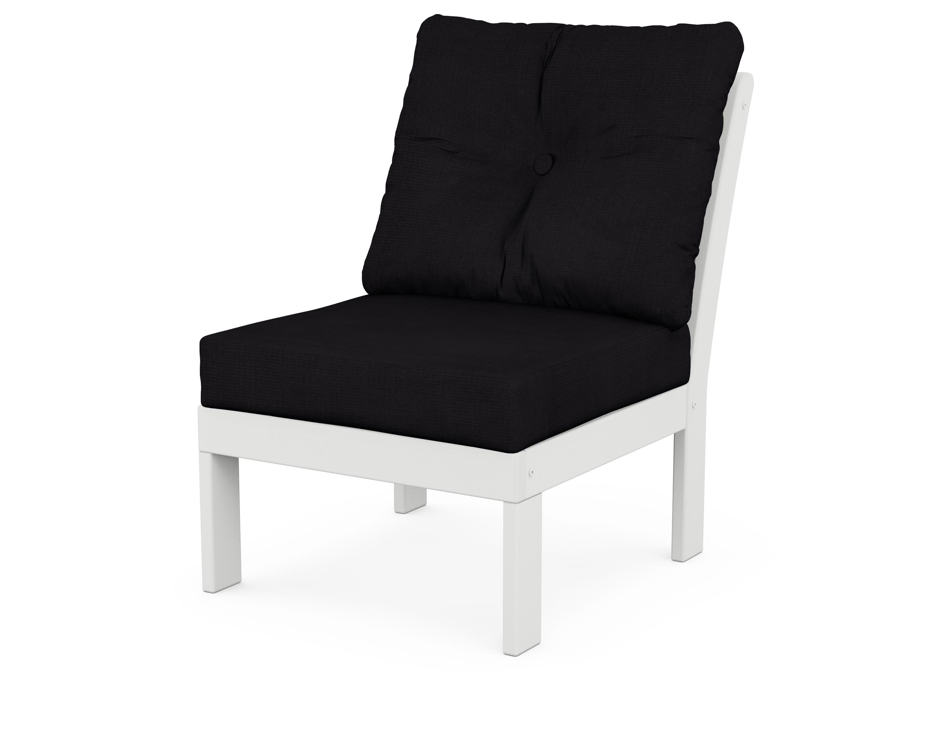 Vineyard Modular Armless Chair in White / Midnight Linen