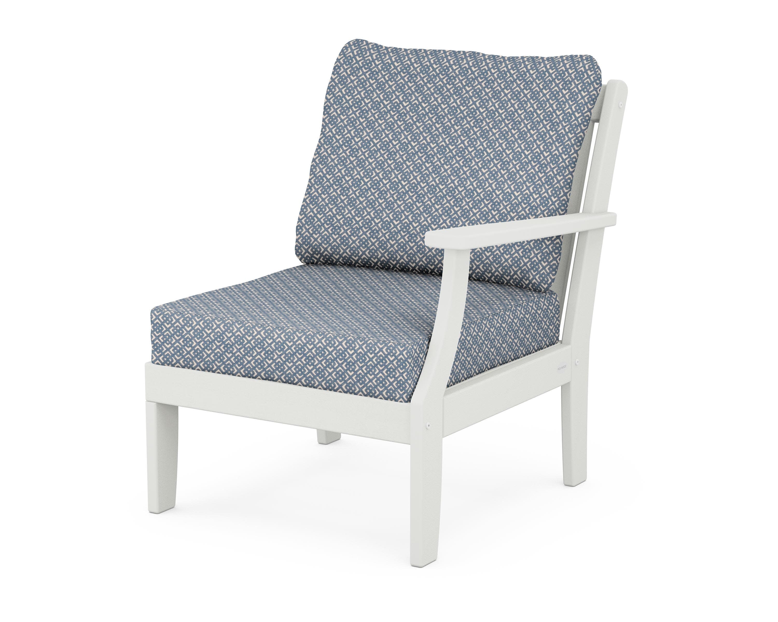 Braxton Modular Right Arm Chair in Vintage White / Hopscotch