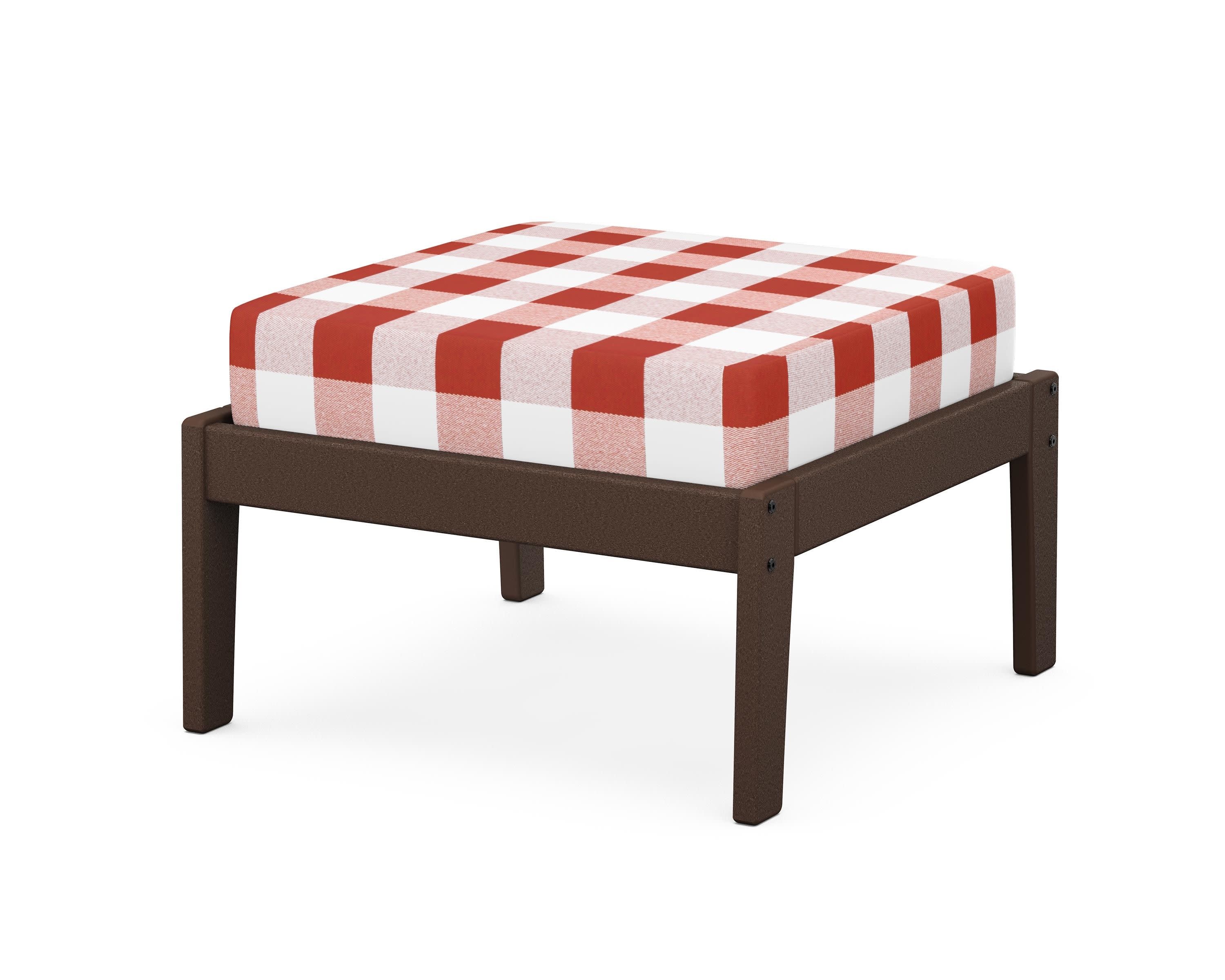 Deep Seating Ottoman in Mahogany / Buffalo Plaid Crimson
