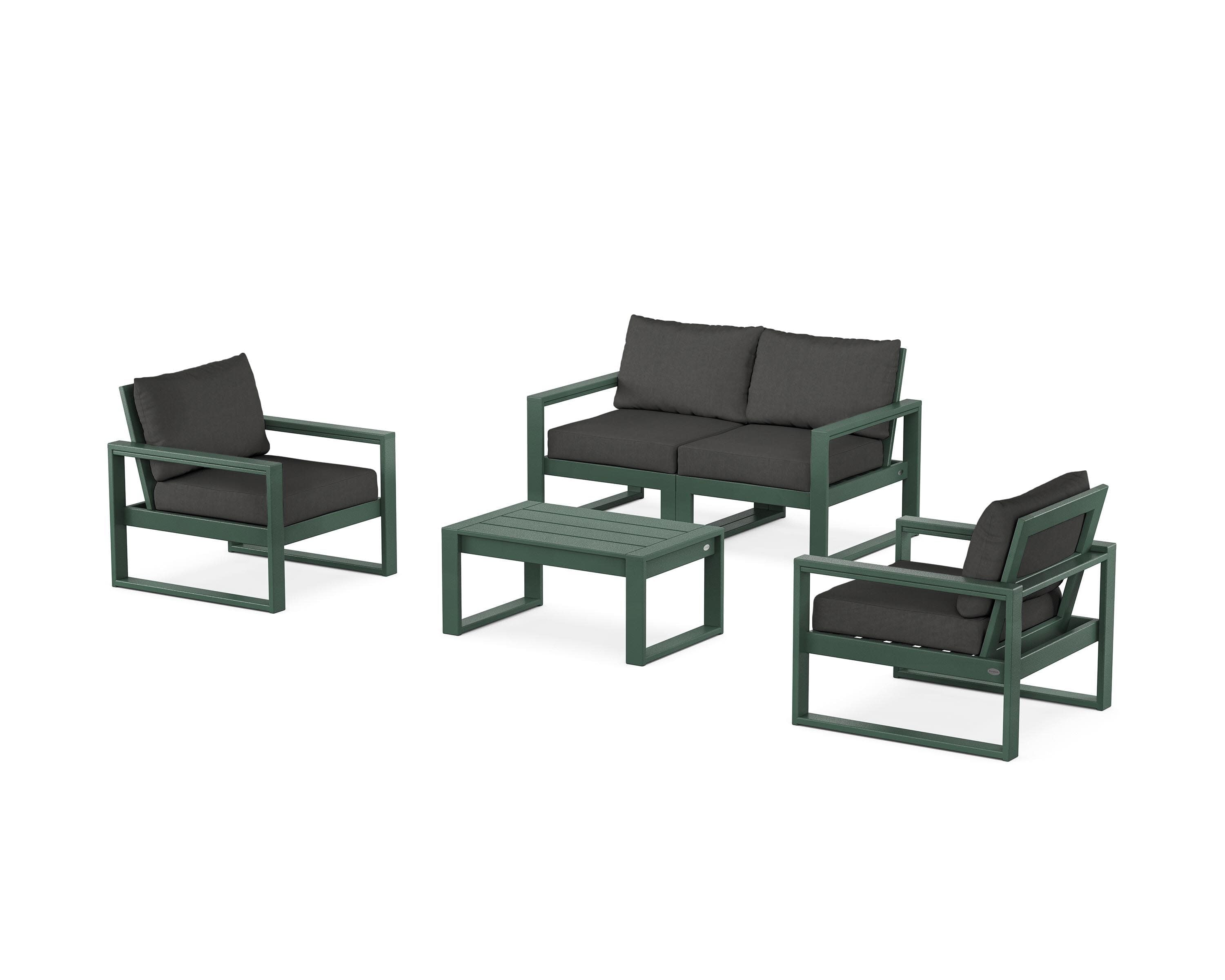 EDGE Sectional 4-Piece Deep Seating Set with Loveseat in Green / Spectrum Carbon