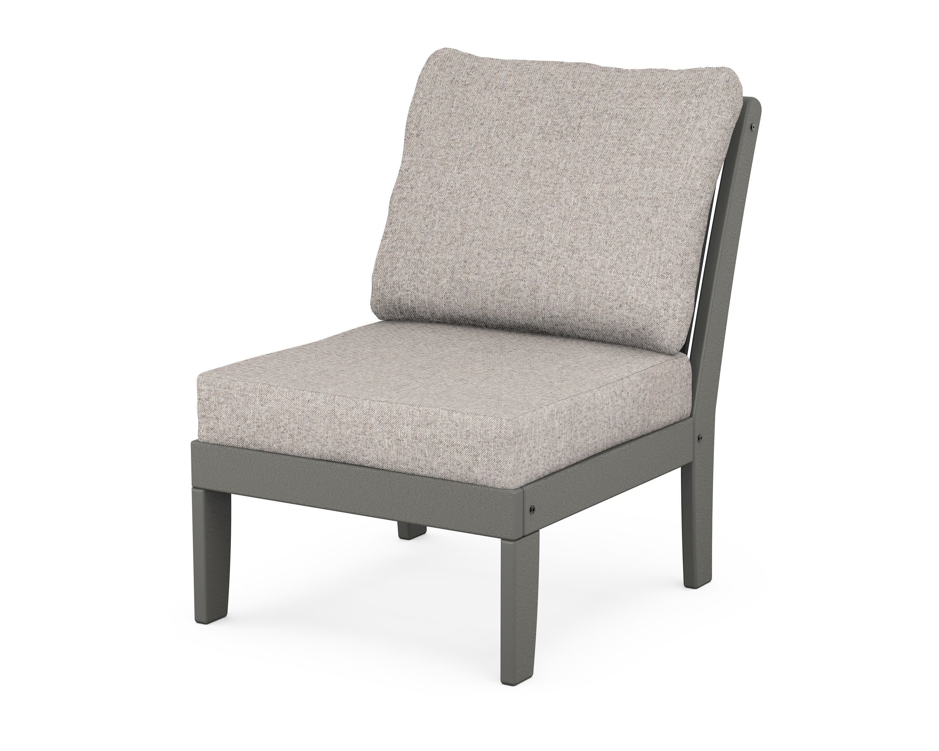 Braxton Modular Armless Chair in Slate Grey / Weathered Tweed