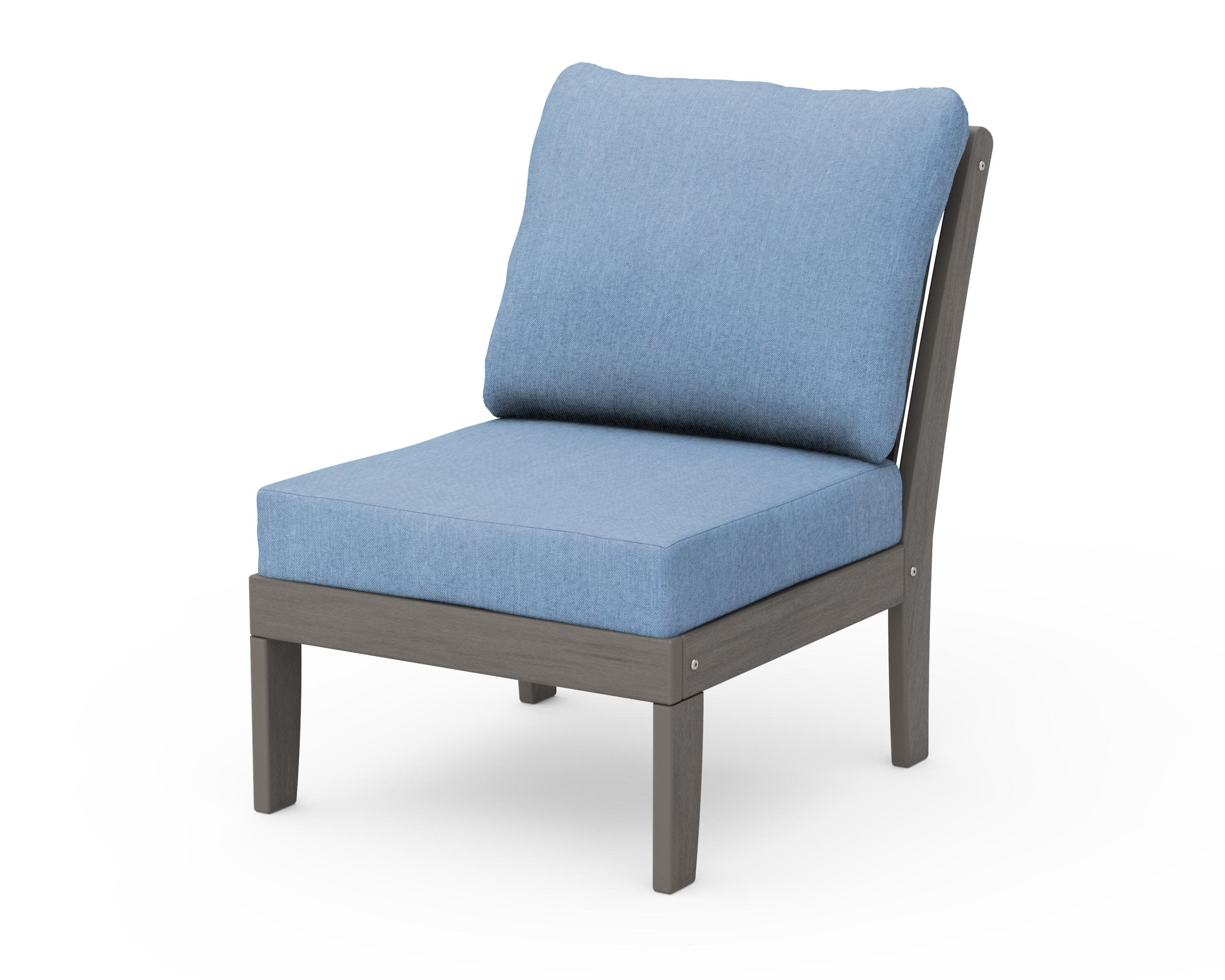Braxton Modular Armless Chair in Driftwood / Sky Blue