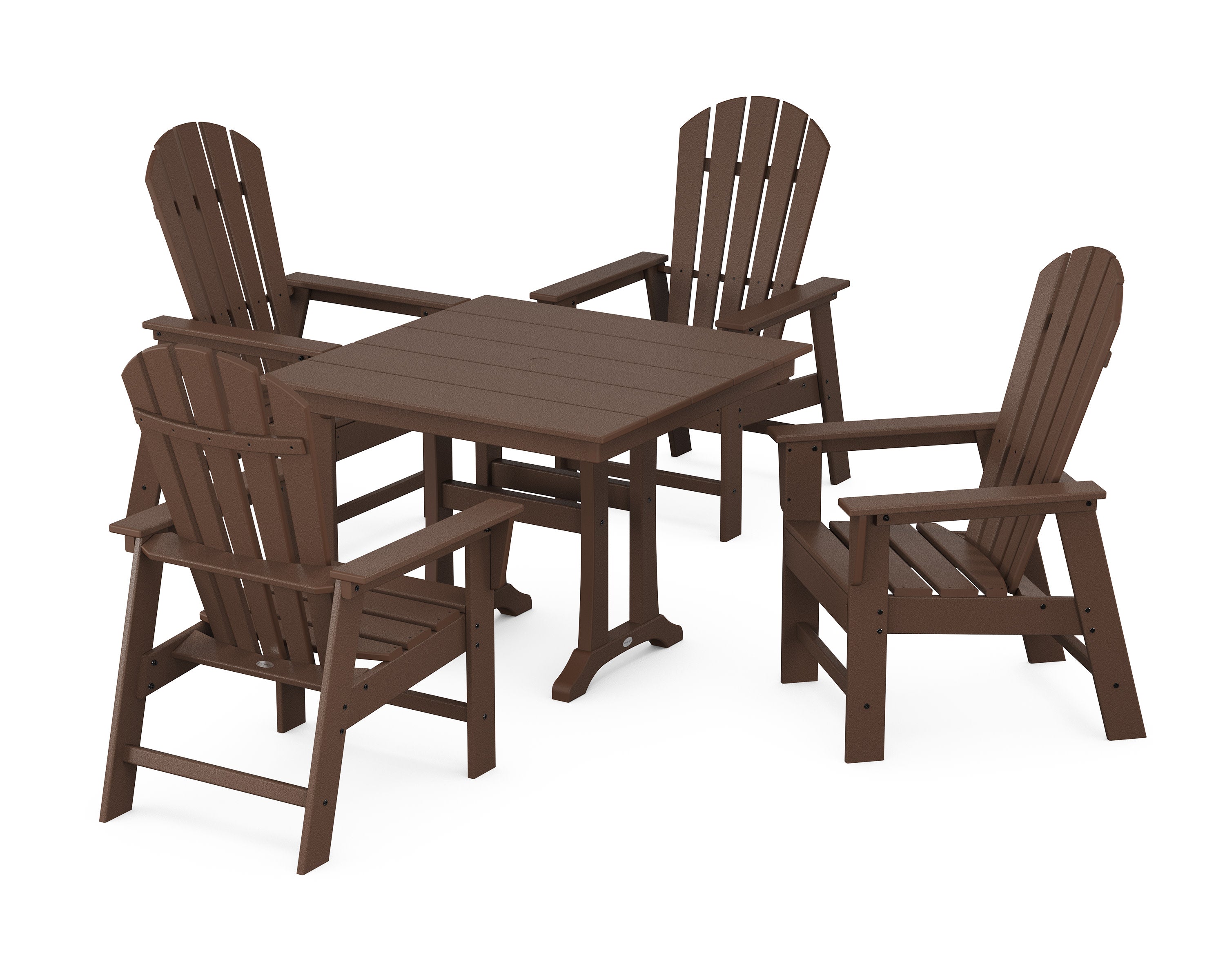 South Beach 5-Piece Farmhouse Dining Set With Trestle Legs in Mahogany