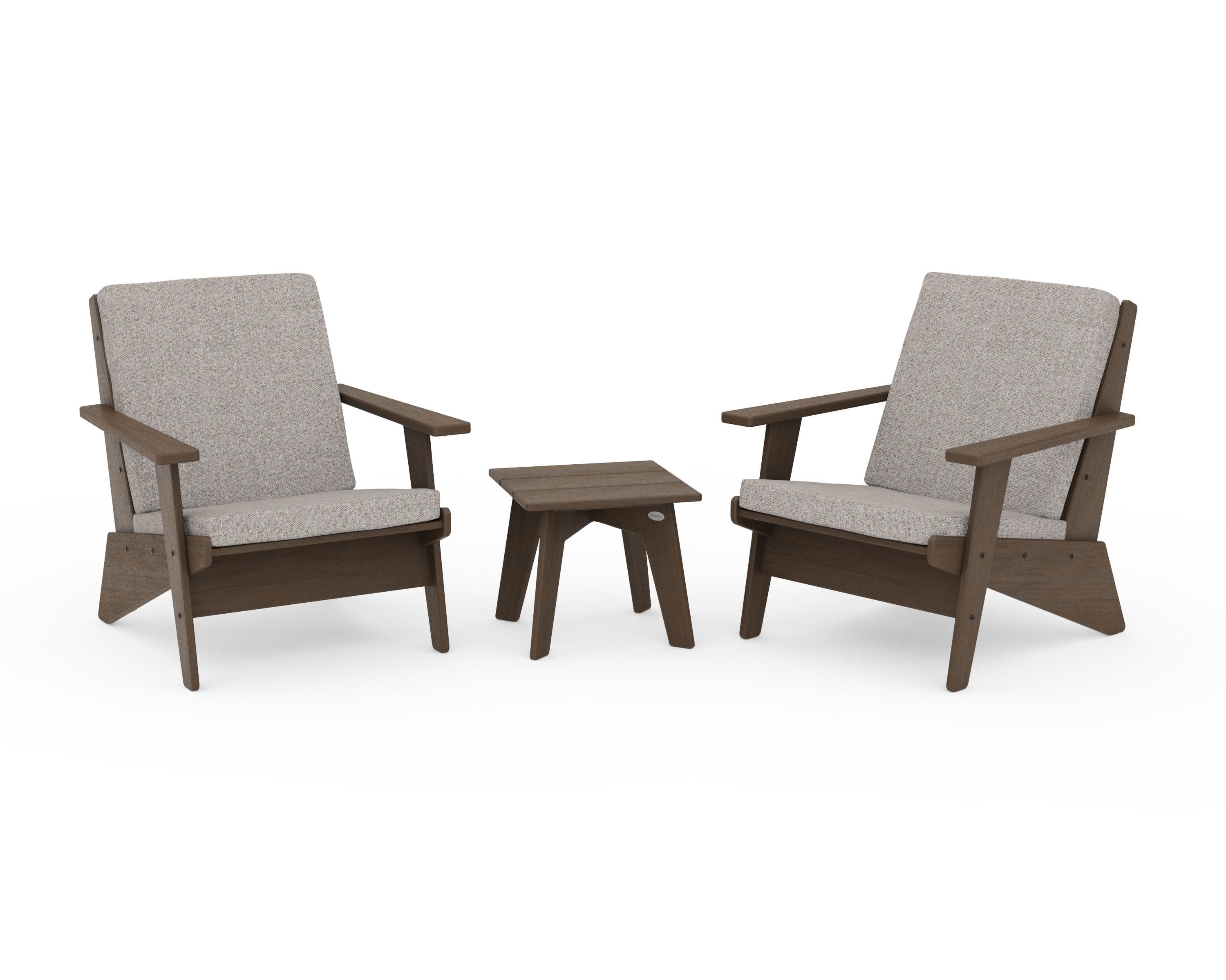 Riviera Modern Lounge 3-Piece Set in Kona / Weathered Tweed