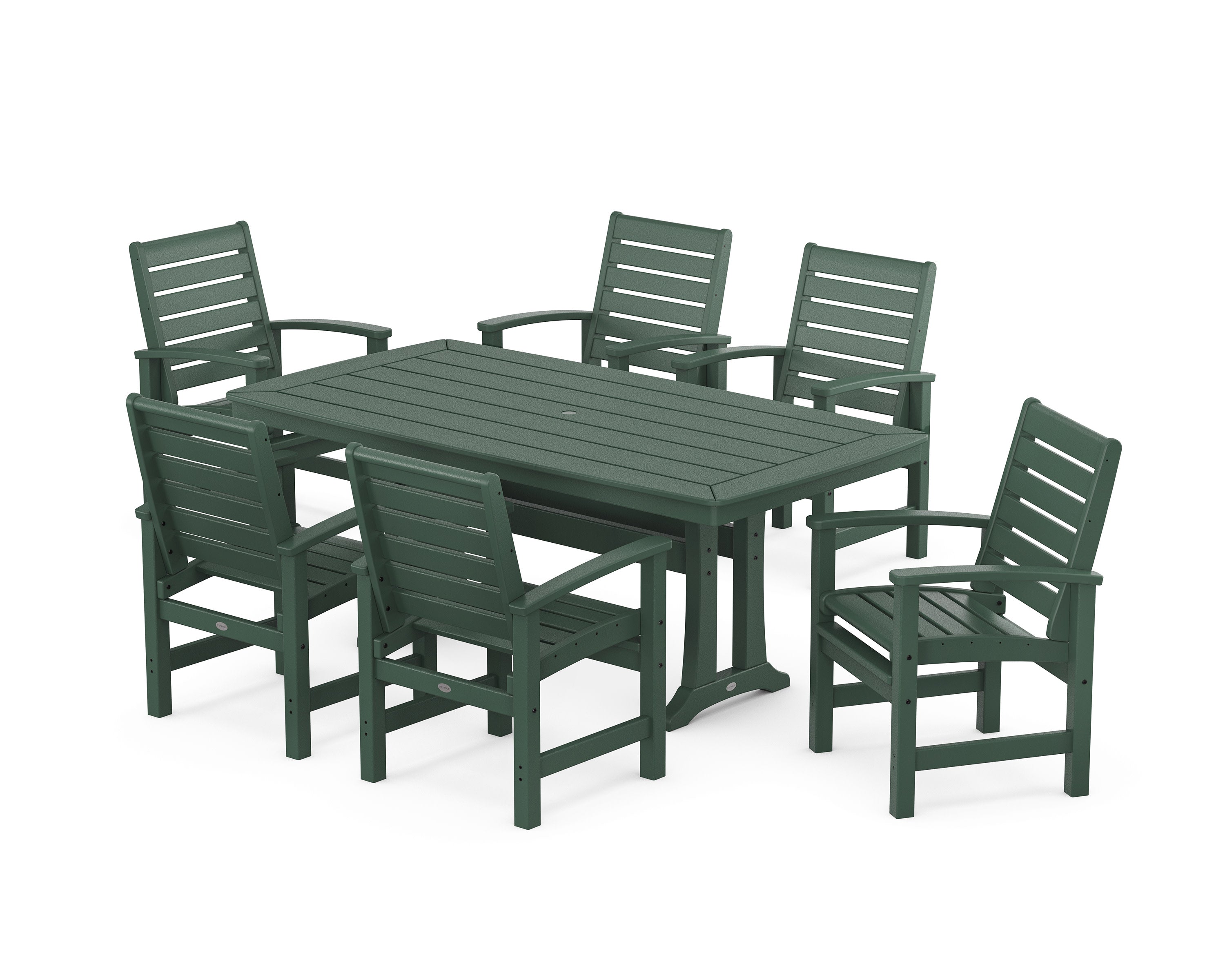 Signature 7-Piece Dining Set with Trestle Legs in Green