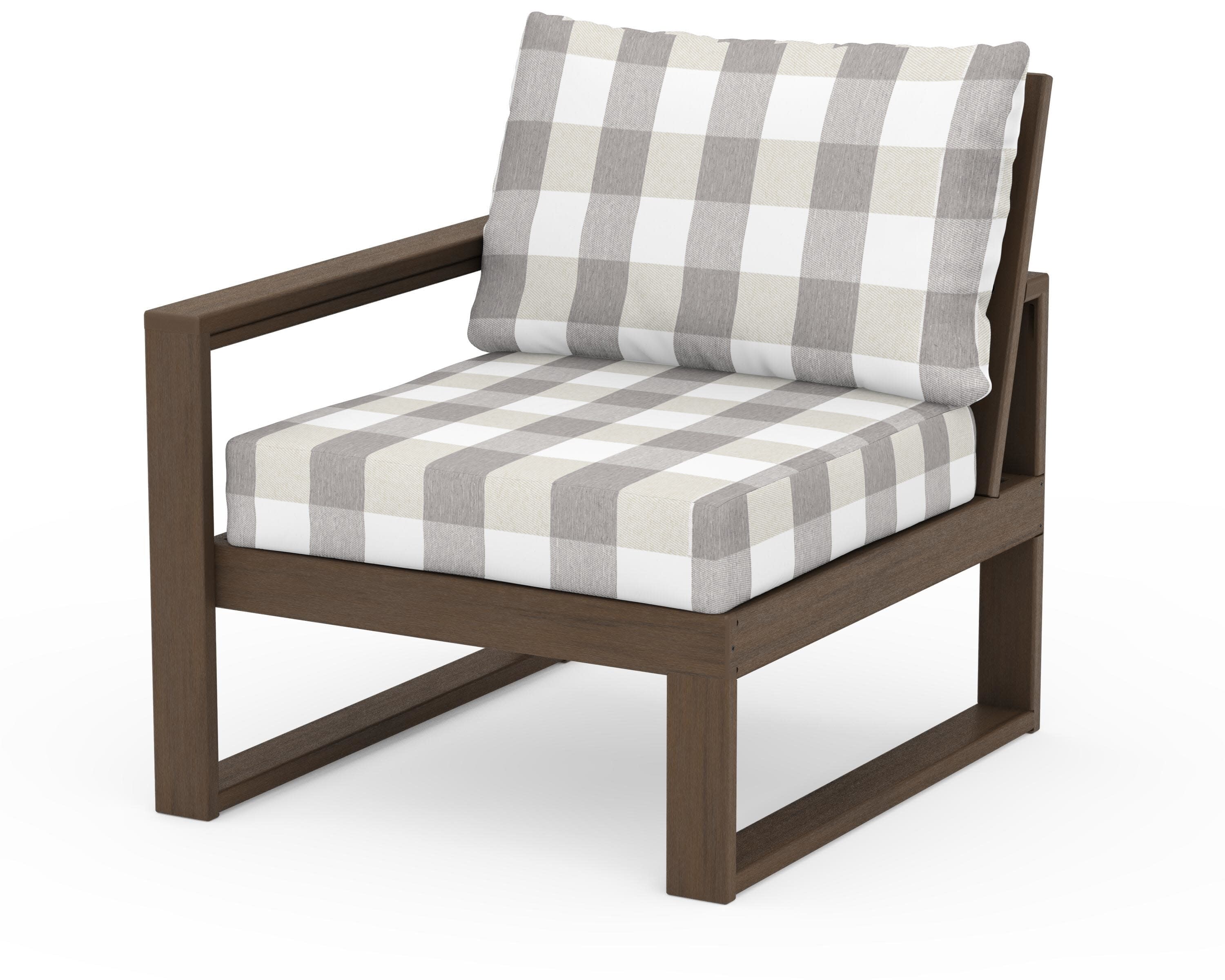 EDGE Modular Left Arm Chair in Kona / Buffalo Plaid Grey Mist