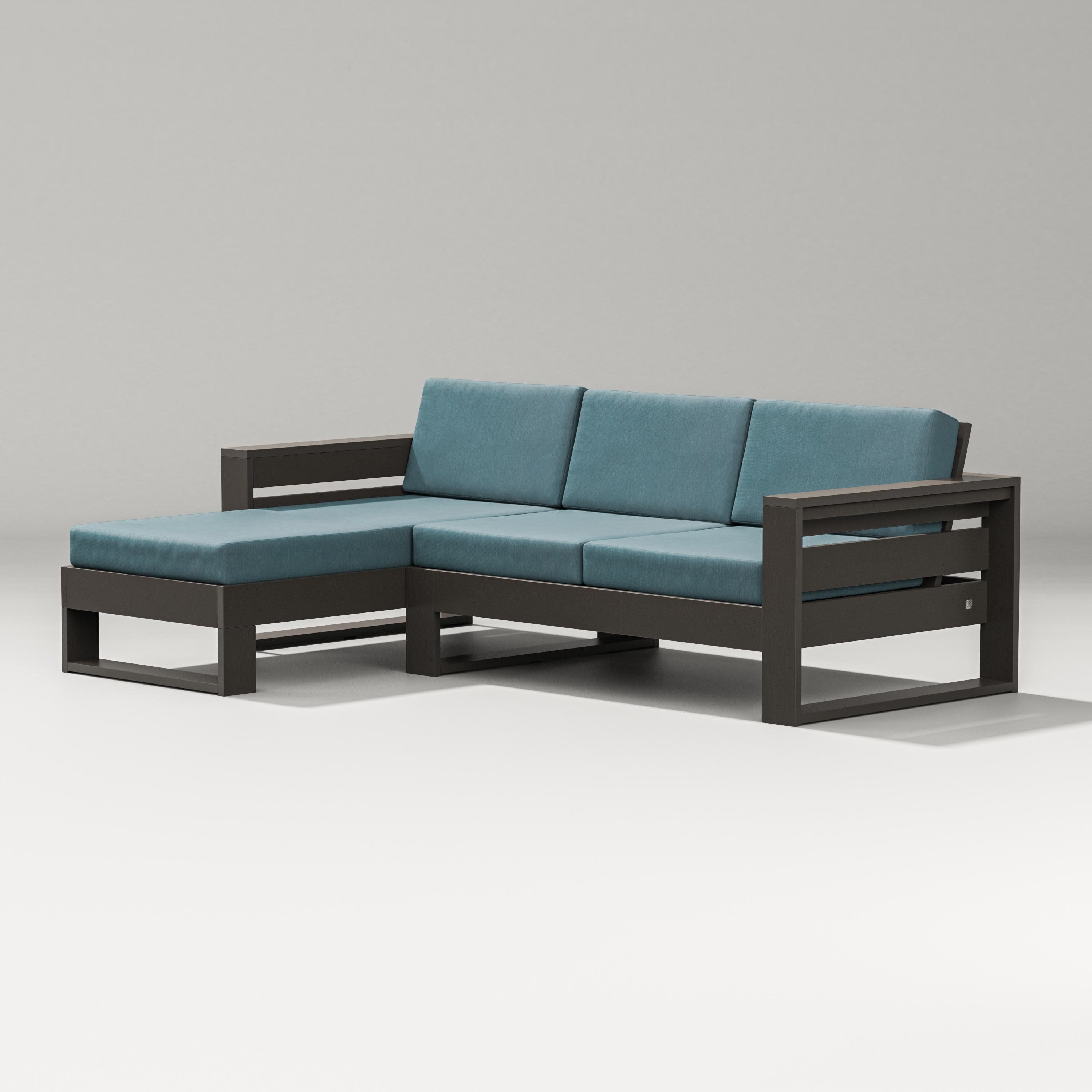 Latitude Left Chaise Sectional in Vintage Coffee / Ocean Teal