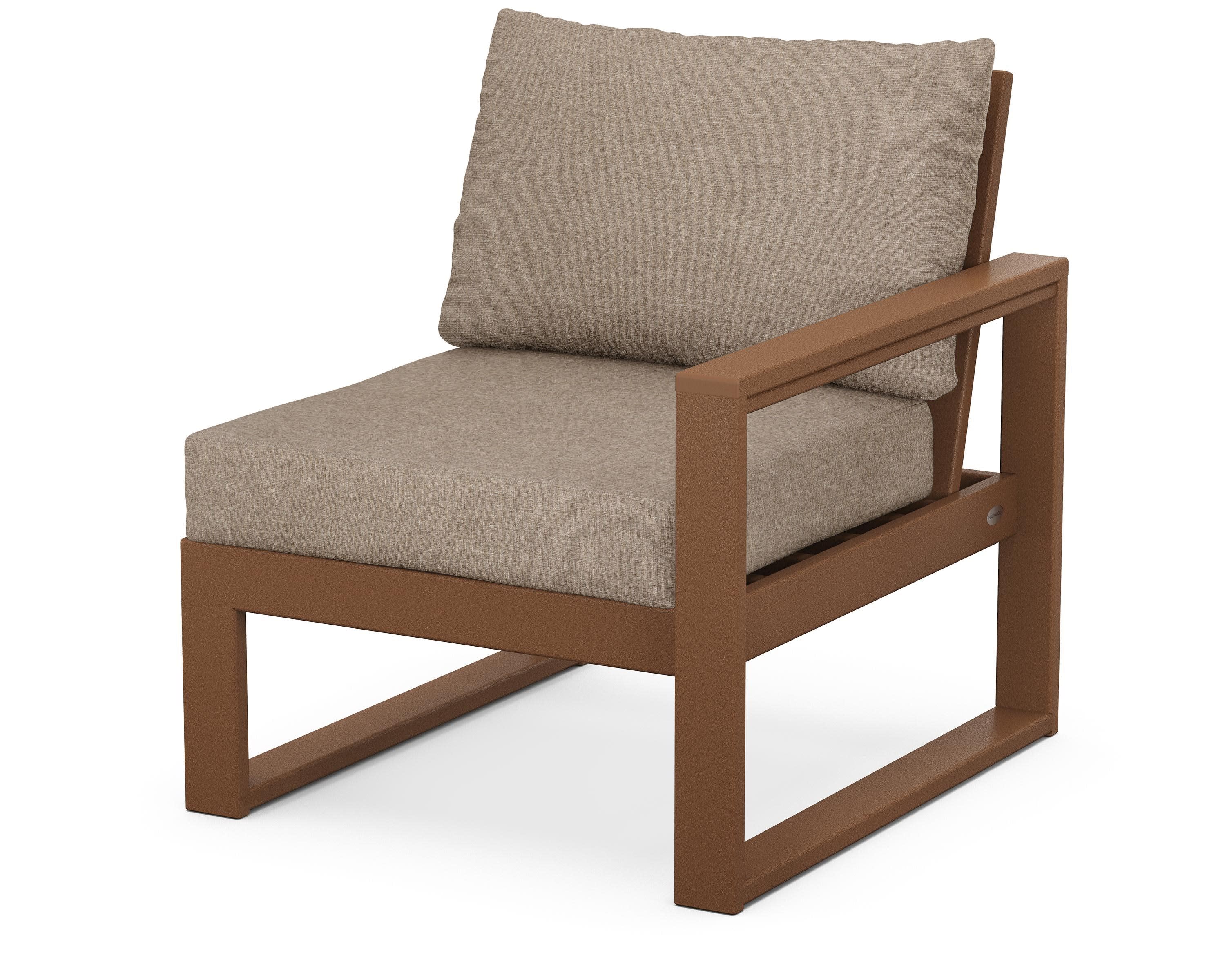 EDGE Modular Right Arm Chair in Teak / Spiced Burlap