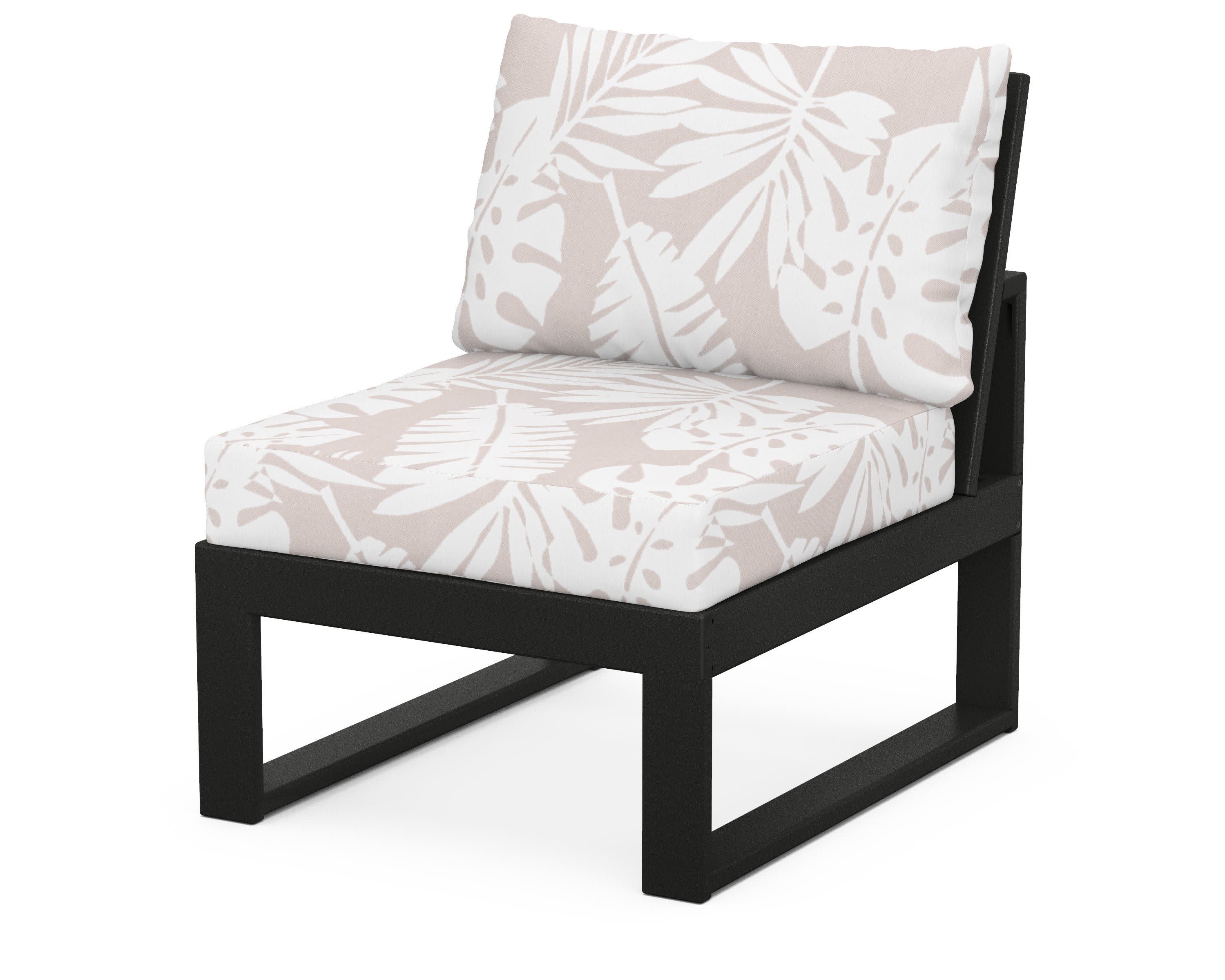 Modular Armless Chair in Black / Leaf Dune Burlap