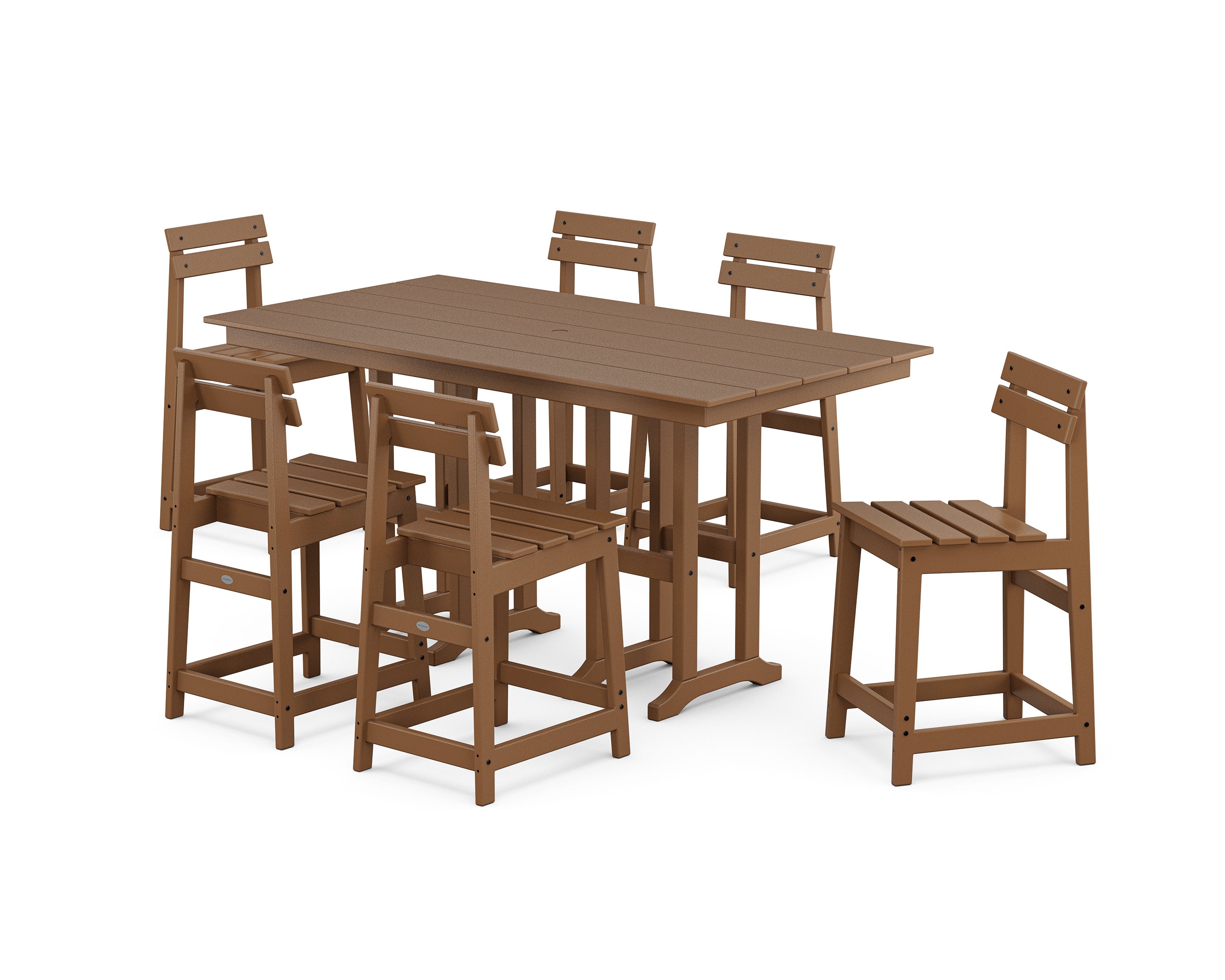 Modern Studio Plaza Counter Chair 7-Piece Set in Teak
