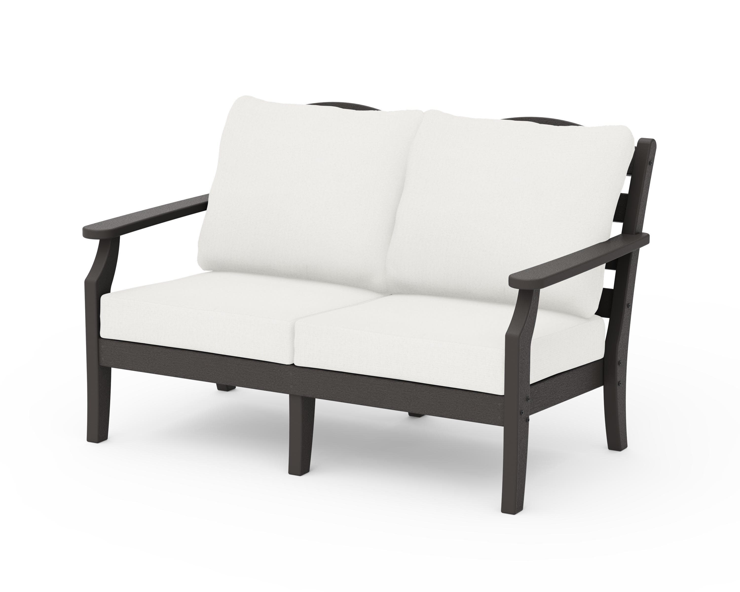 Savannah Deep Seating Loveseat in Vintage Coffee / Natural Linen