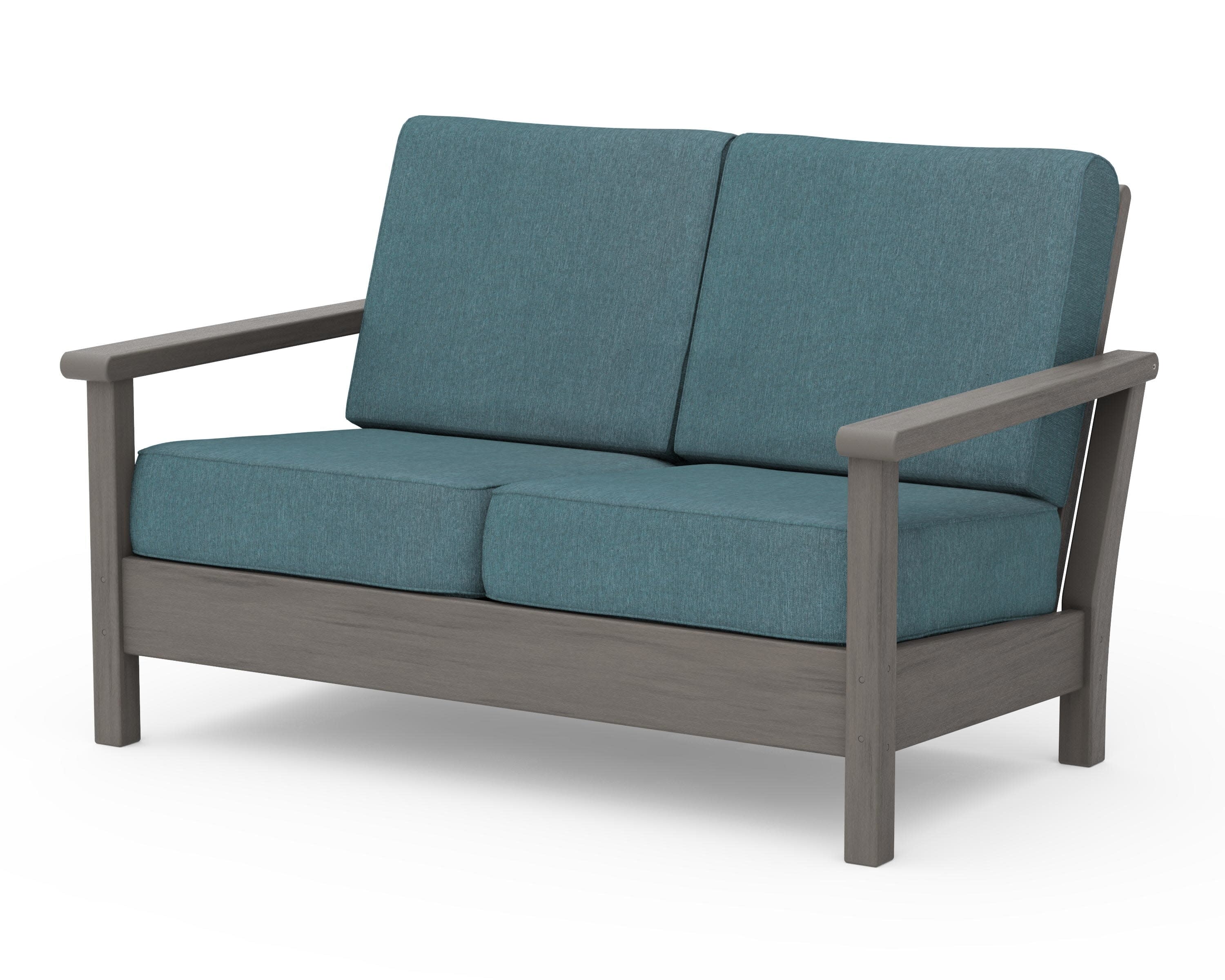 Harbour Deep Seating Loveseat in Driftwood / Ocean Teal