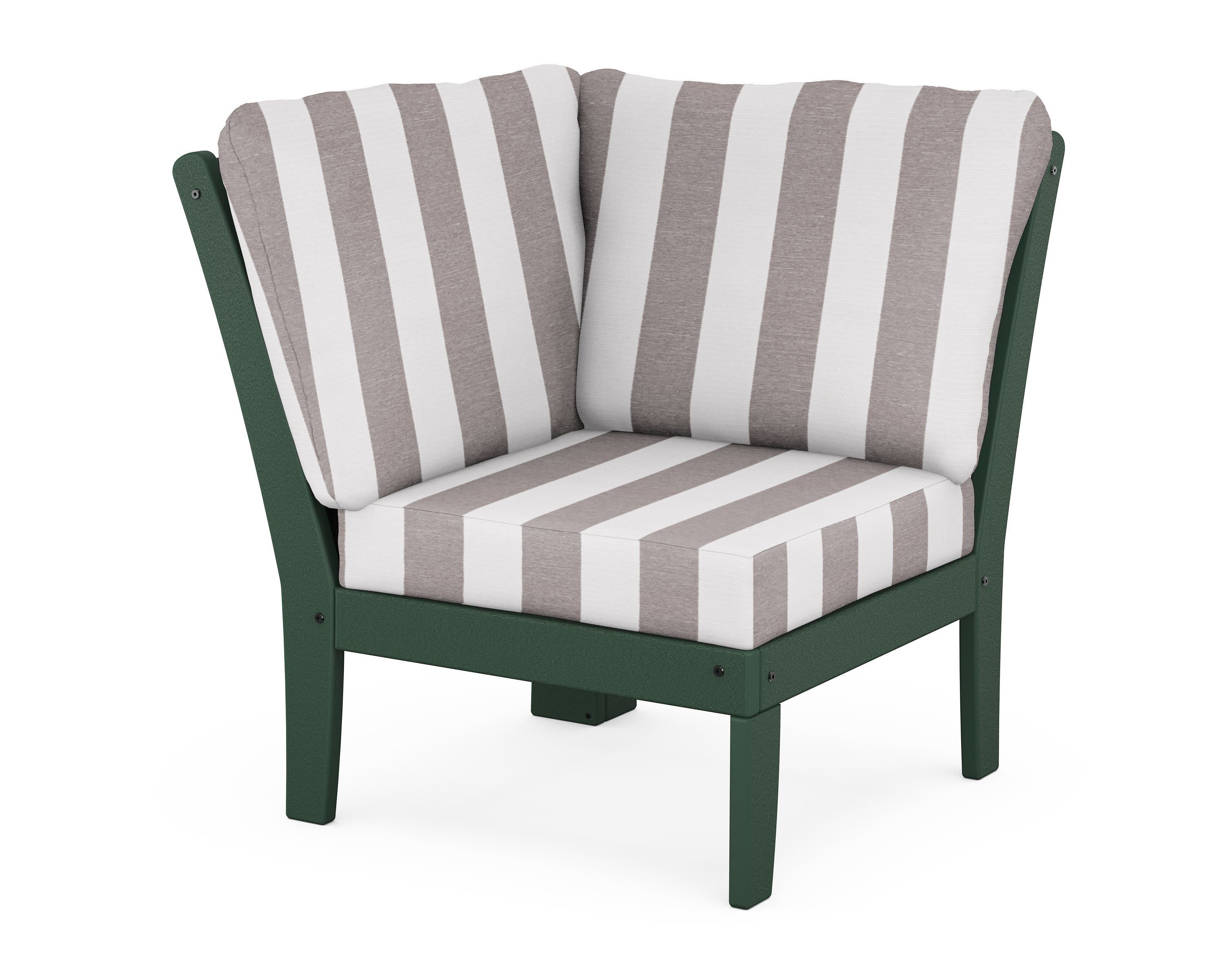 Braxton Modular Corner Chair in Green / Cabana Stripe Grey Mist