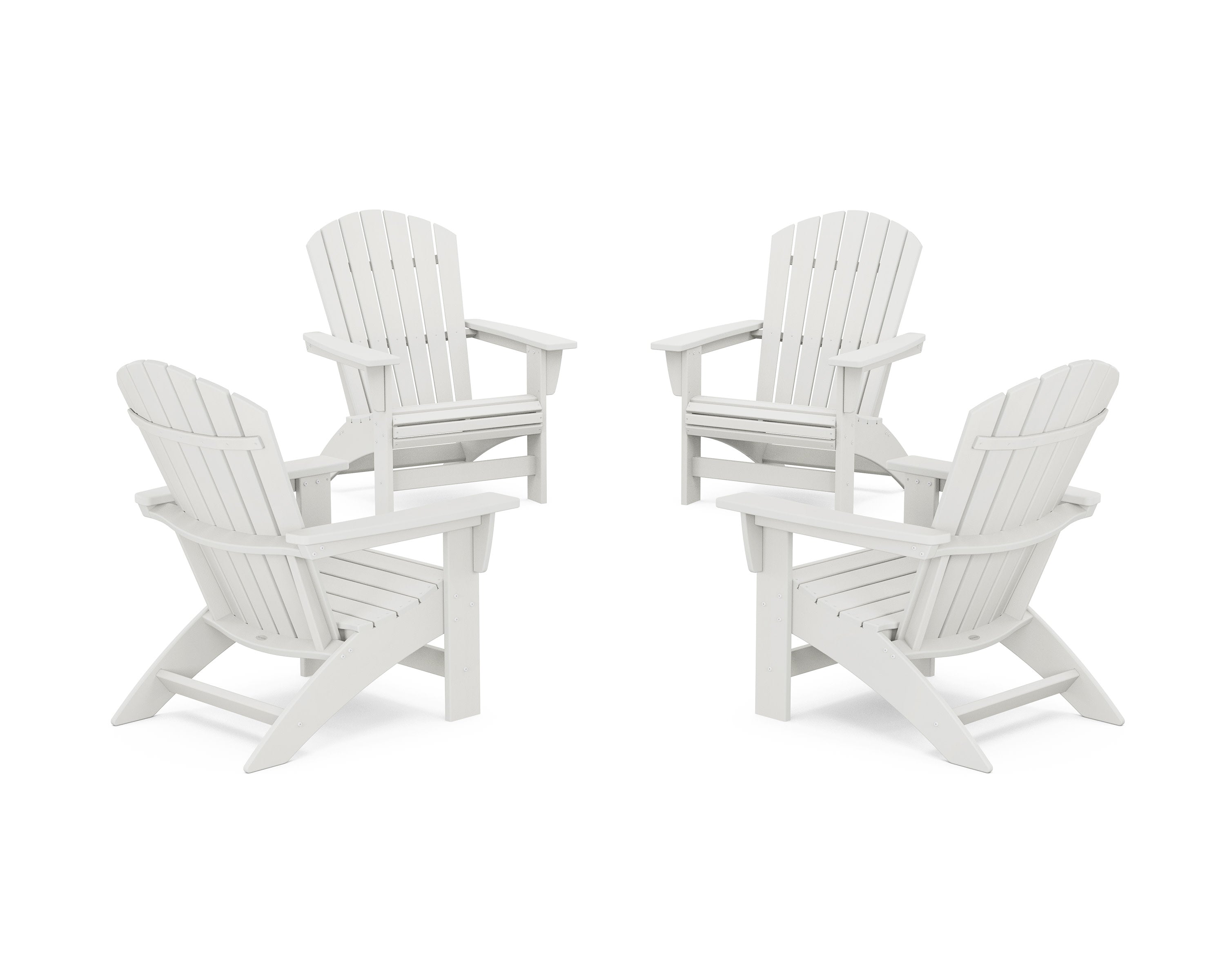 4-Piece Nautical Grand Adirondack Chair Conversation Set in Vintage White