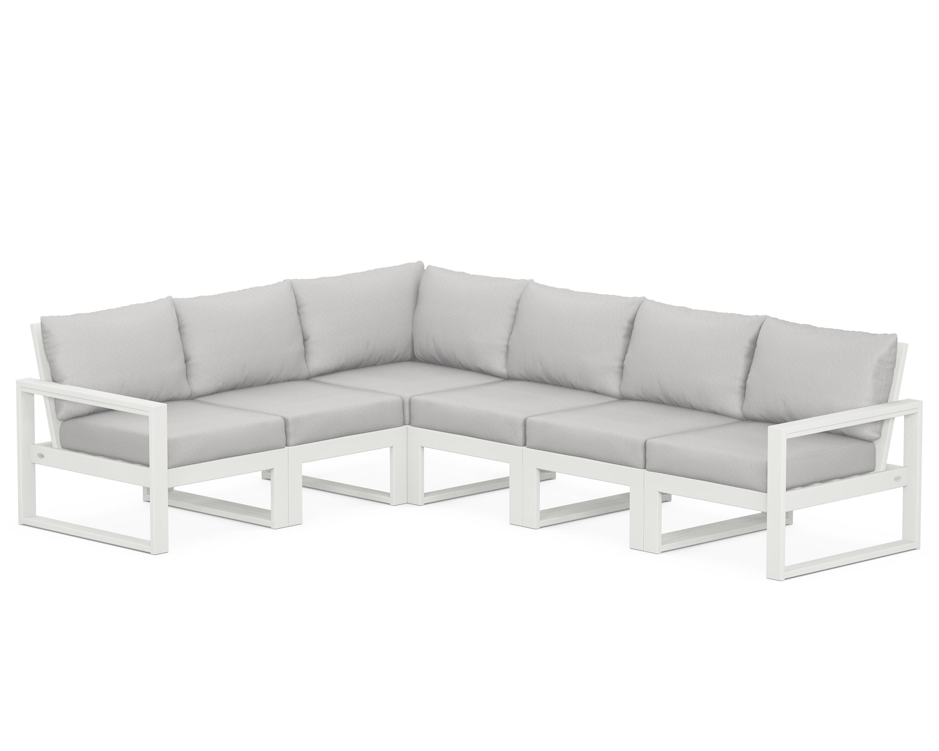 EDGE 6-Piece Modular Deep Seating Set in Vintage White / Diamond in the Rough