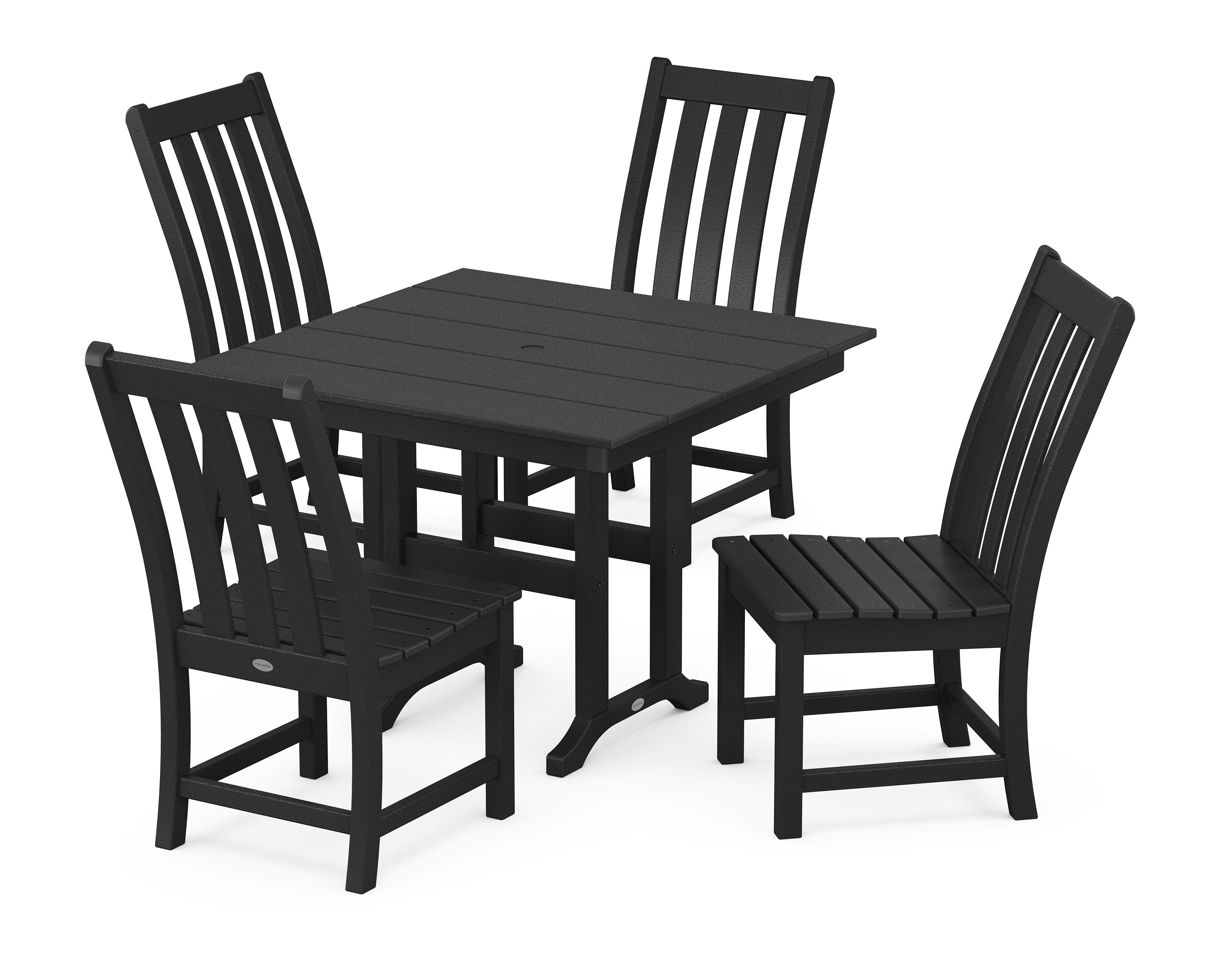 Vineyard Side Chair 5-Piece Farmhouse Dining Set in Black