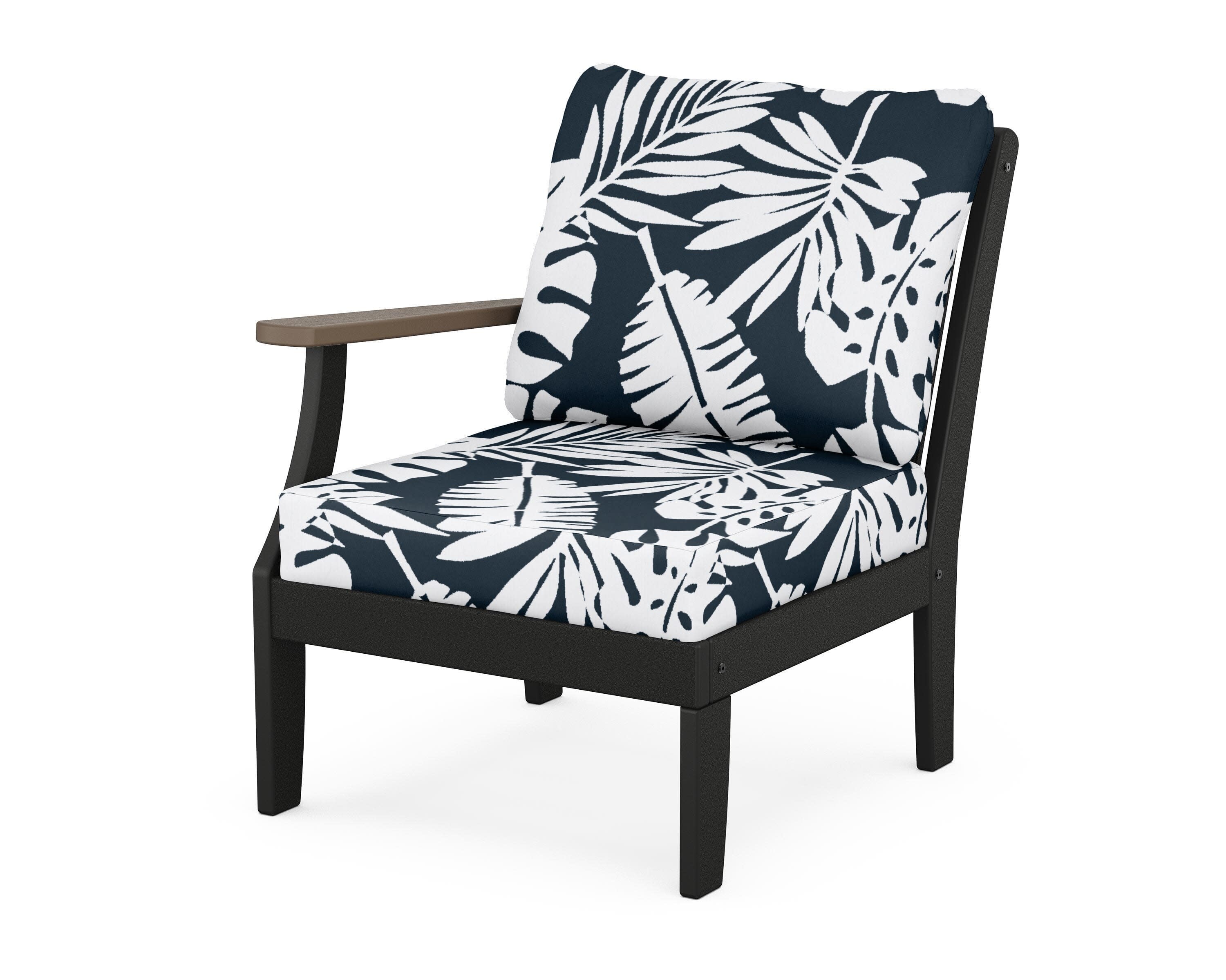 Braxton Modular Left Arm Chair in Black / Kona / Leaf Marine Indigo