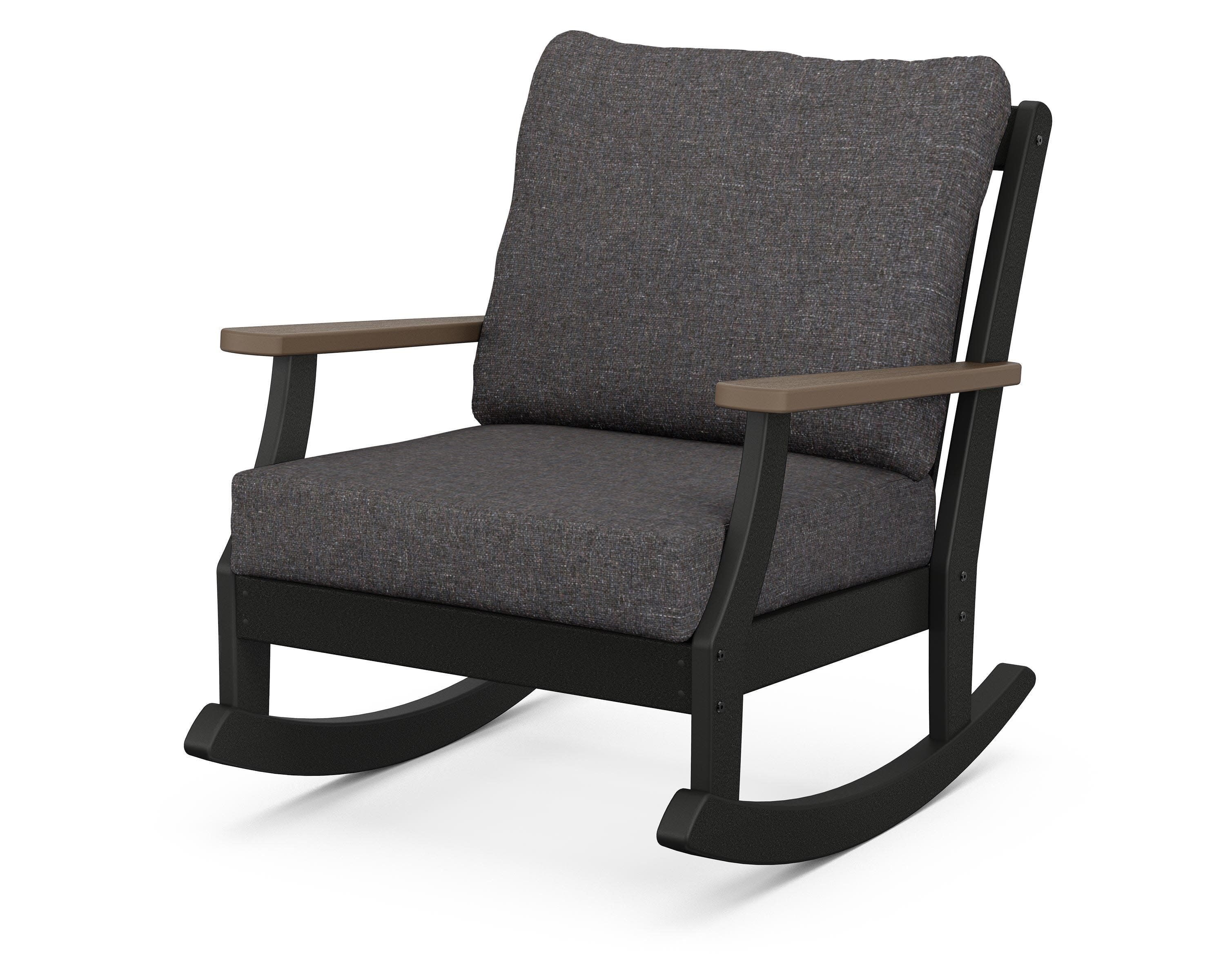 Braxton Deep Seating Rocking Chair in Black / Kona / Ash Charcoal