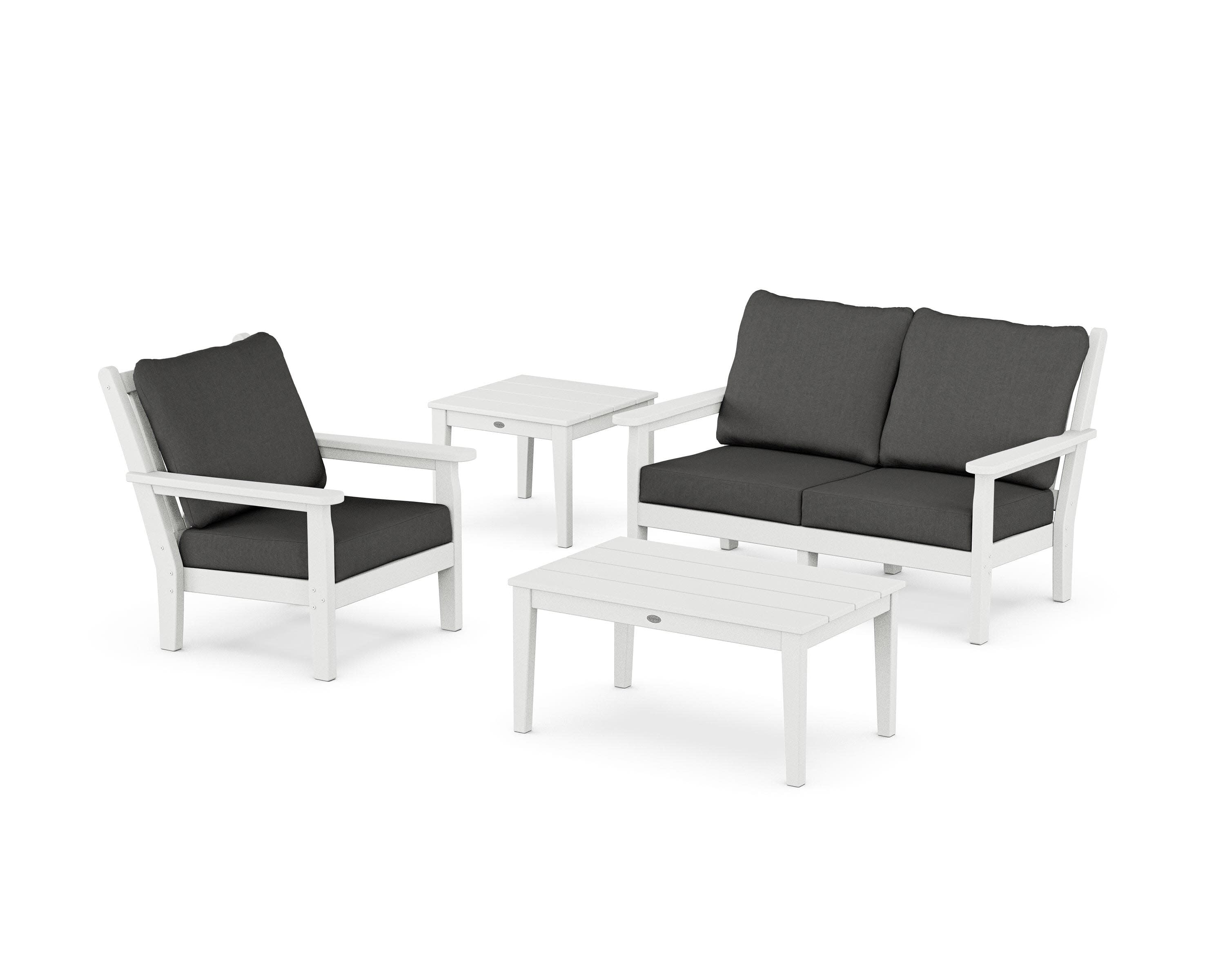 Chippendale 4-Piece Deep Seating Set in White / Spectrum Carbon