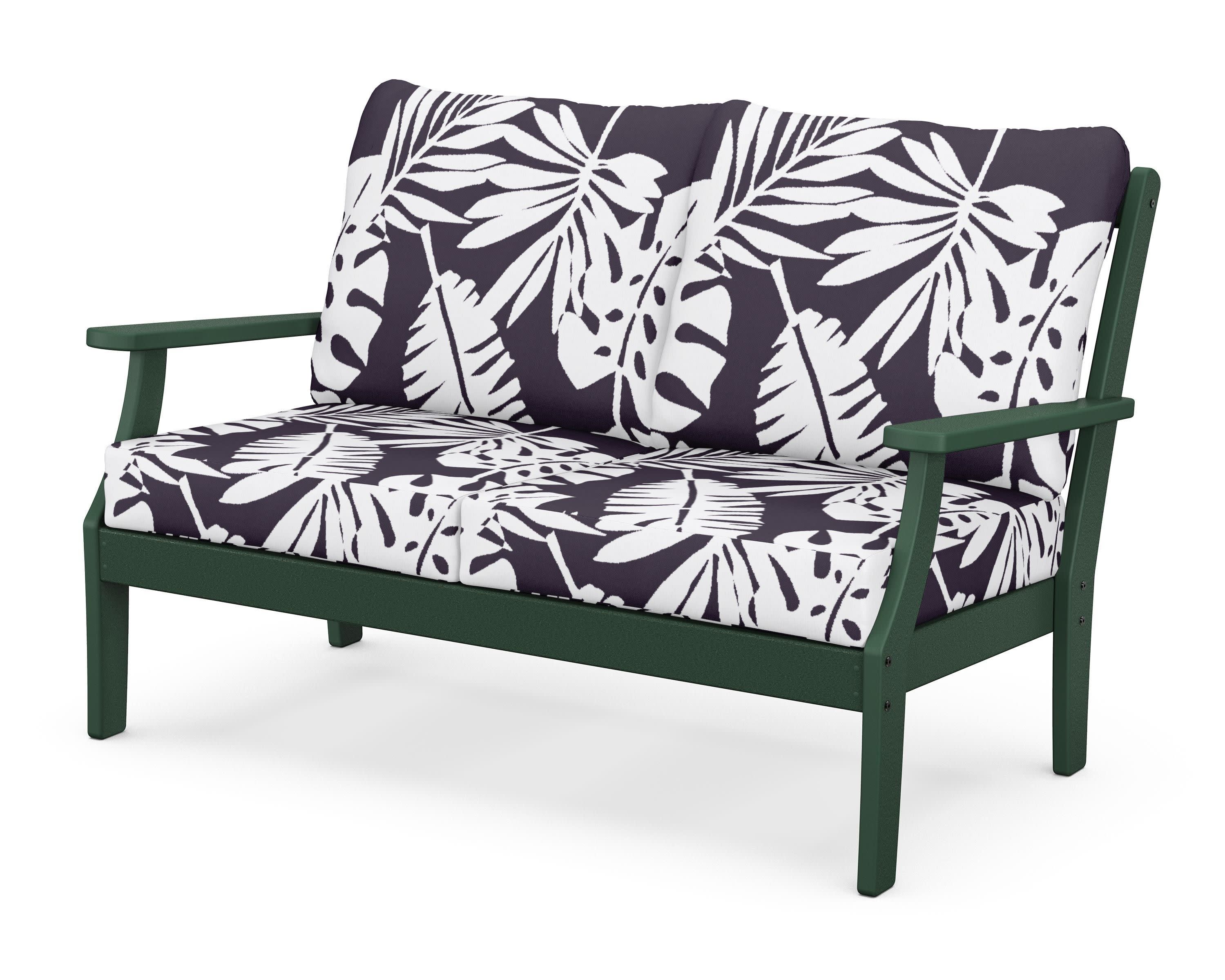 Braxton Deep Seating Loveseat in Green / Leaf Navy
