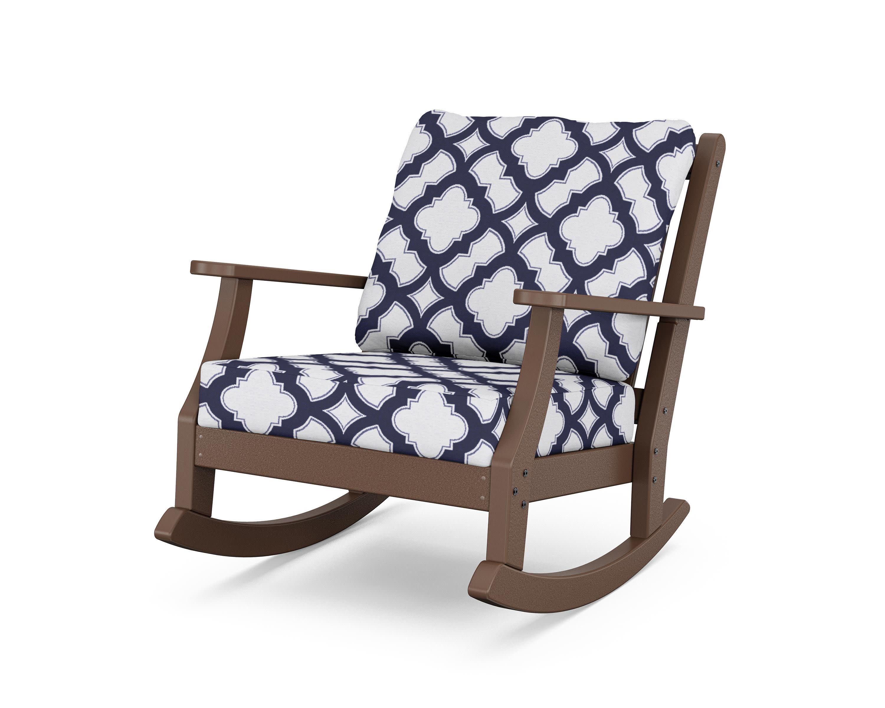 Wovendale Deep Seating Rocking Chair in Mahogany / Trellis Navy
