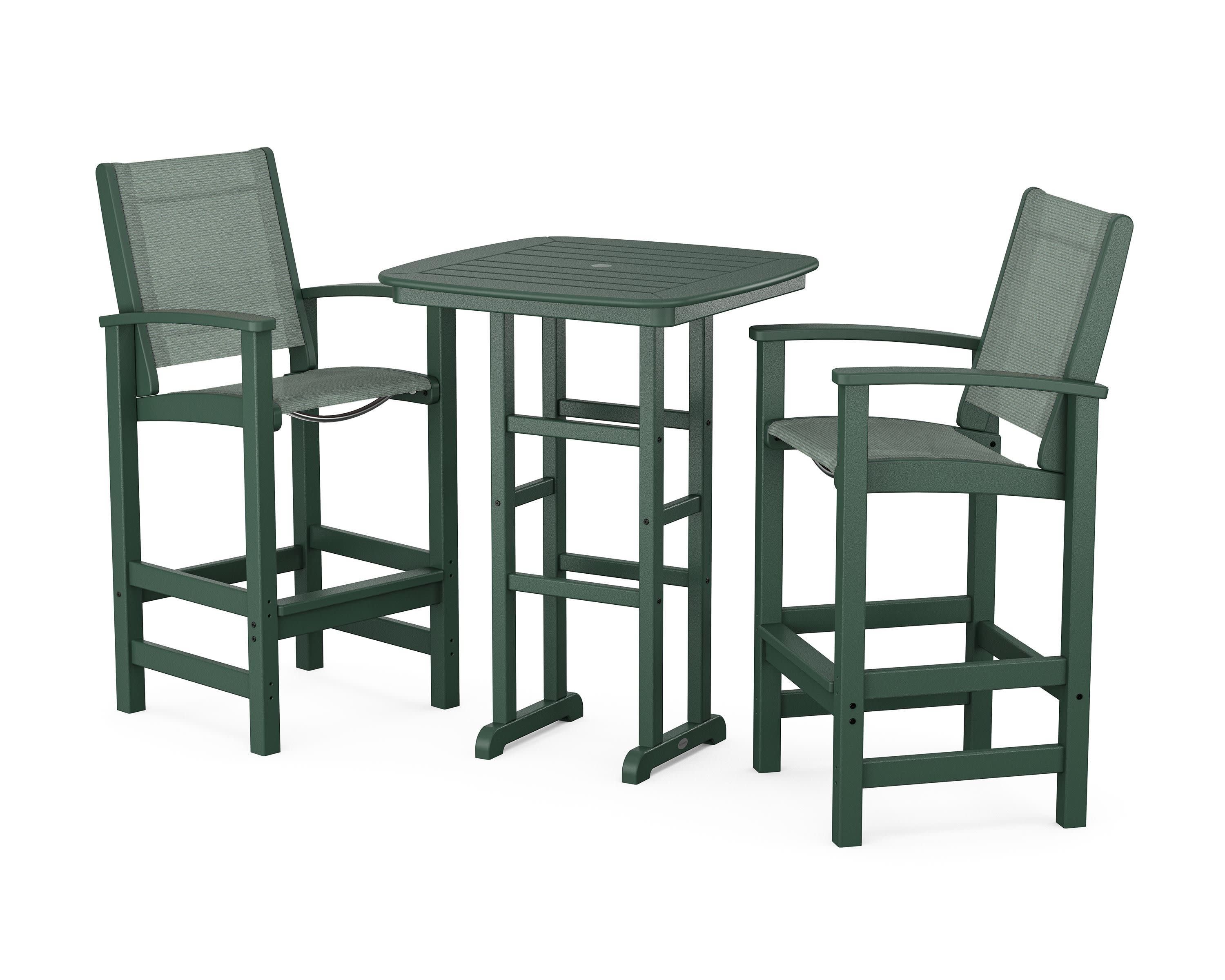 Coastal 3-Piece Bar Set in Green / Dupioni Sea Mist Sling