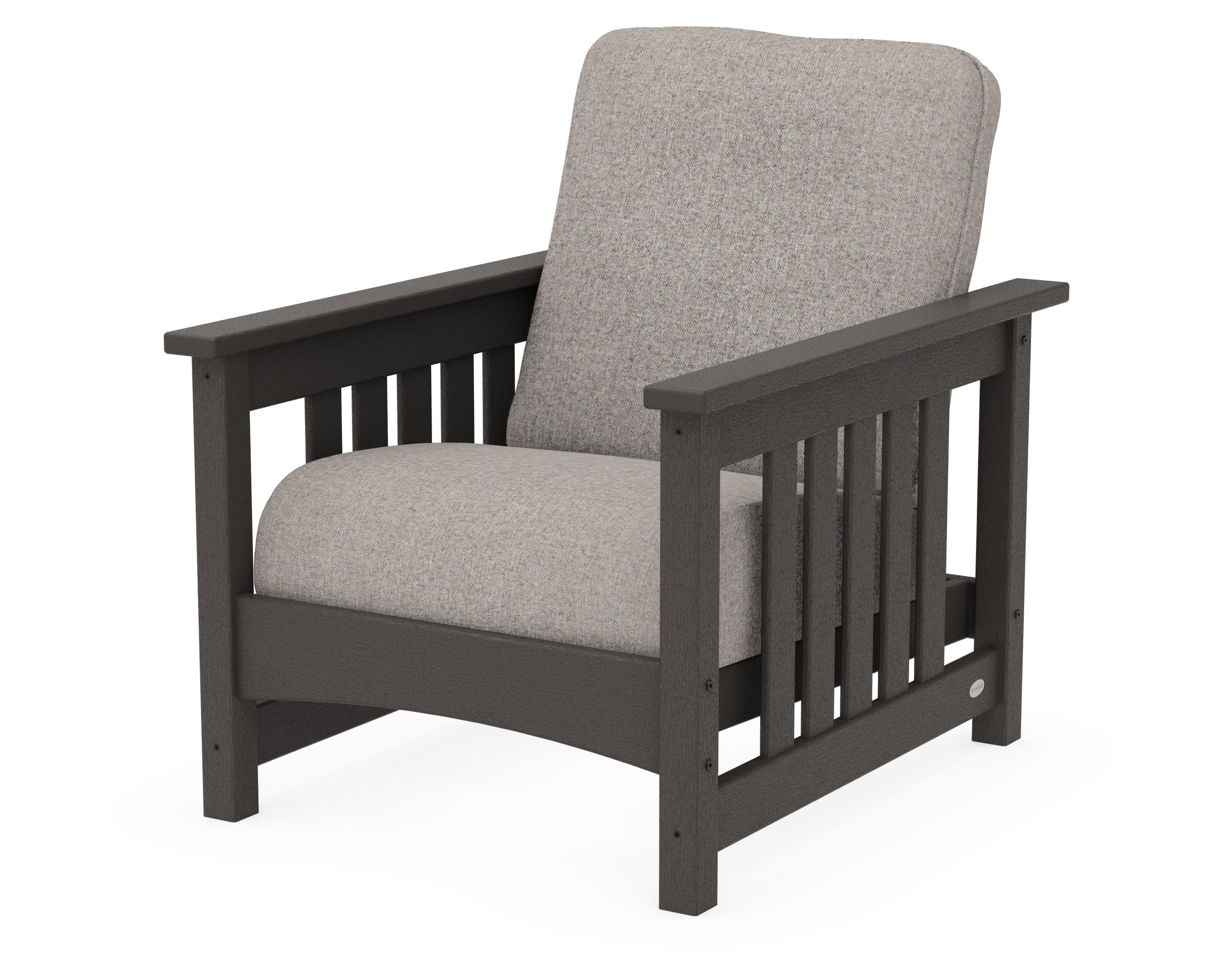 Club Mission Chair in Vintage Coffee / Weathered Tweed