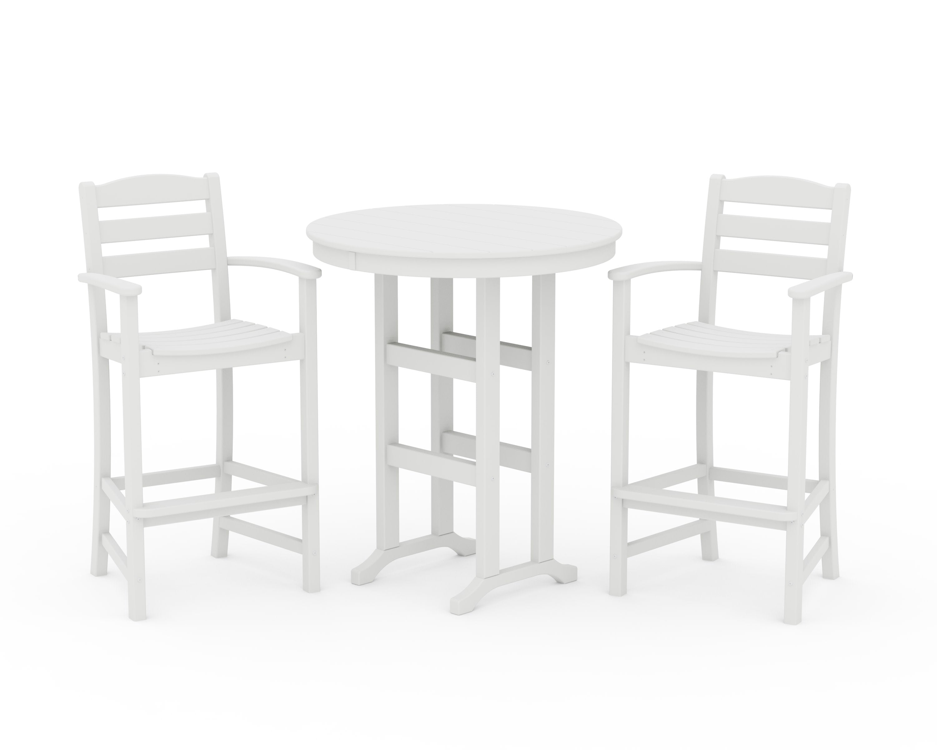 La Casa Caf 3-Piece Round Farmhouse Bar Set in White