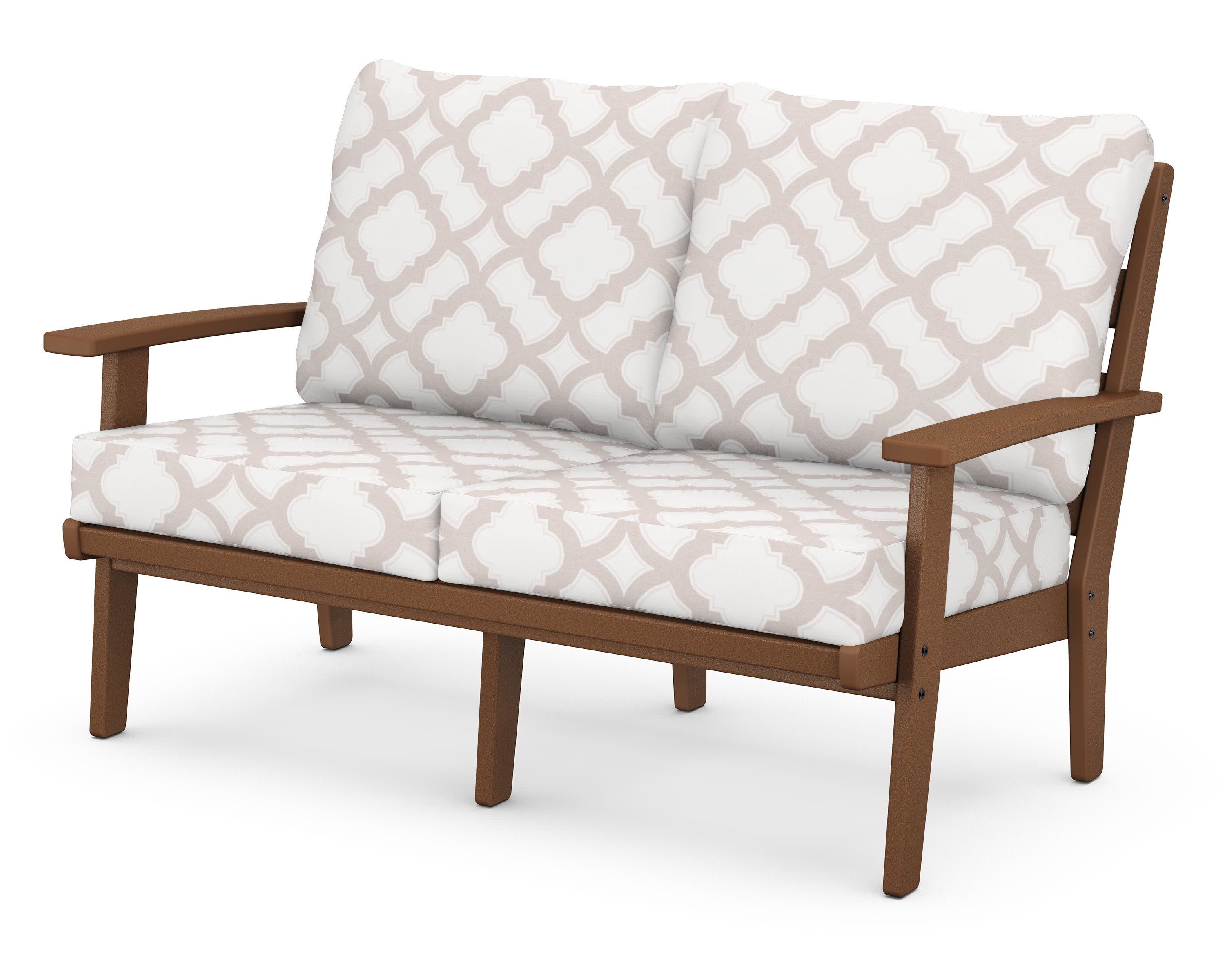 Grant Park Deep Seating Loveseat in Teak / Trellis Dune Burlap