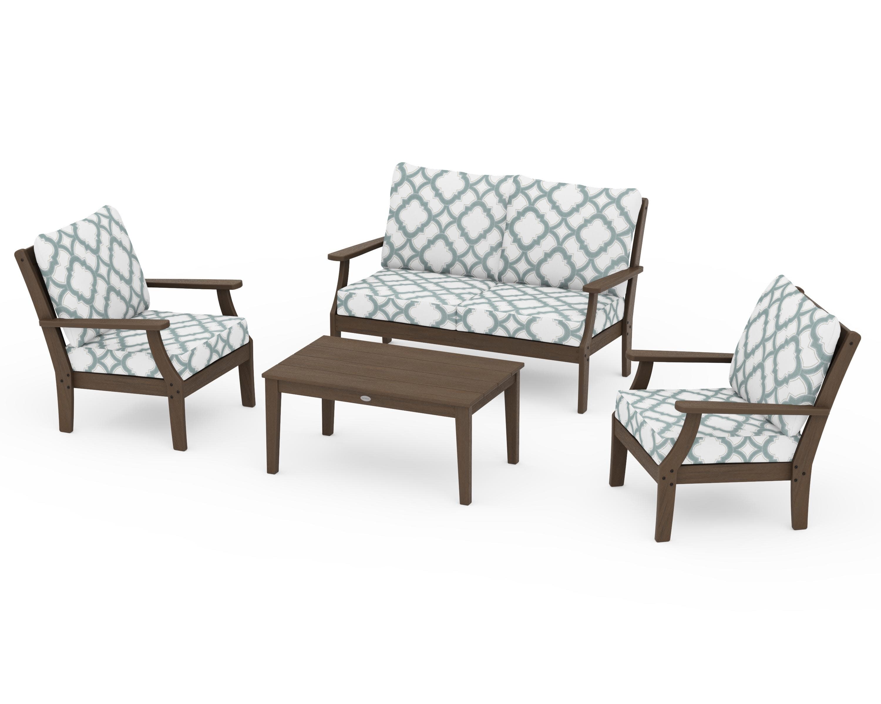 Braxton 4-Piece Deep Seating Chair Set in Kona / Trellis Glacier Spa
