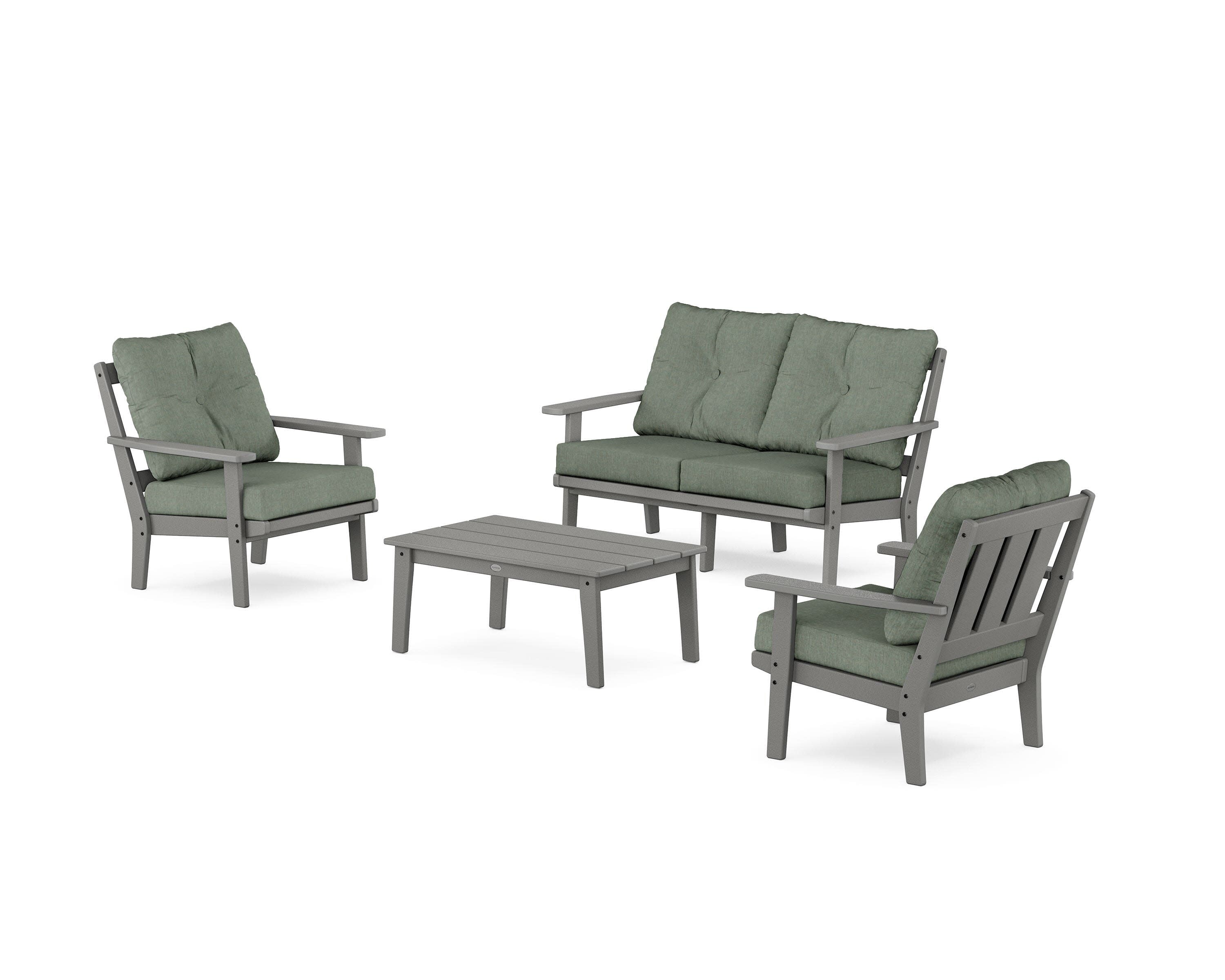 Oxford 4-Piece Deep Seating Set with Loveseat in Slate Grey / Cast Sage