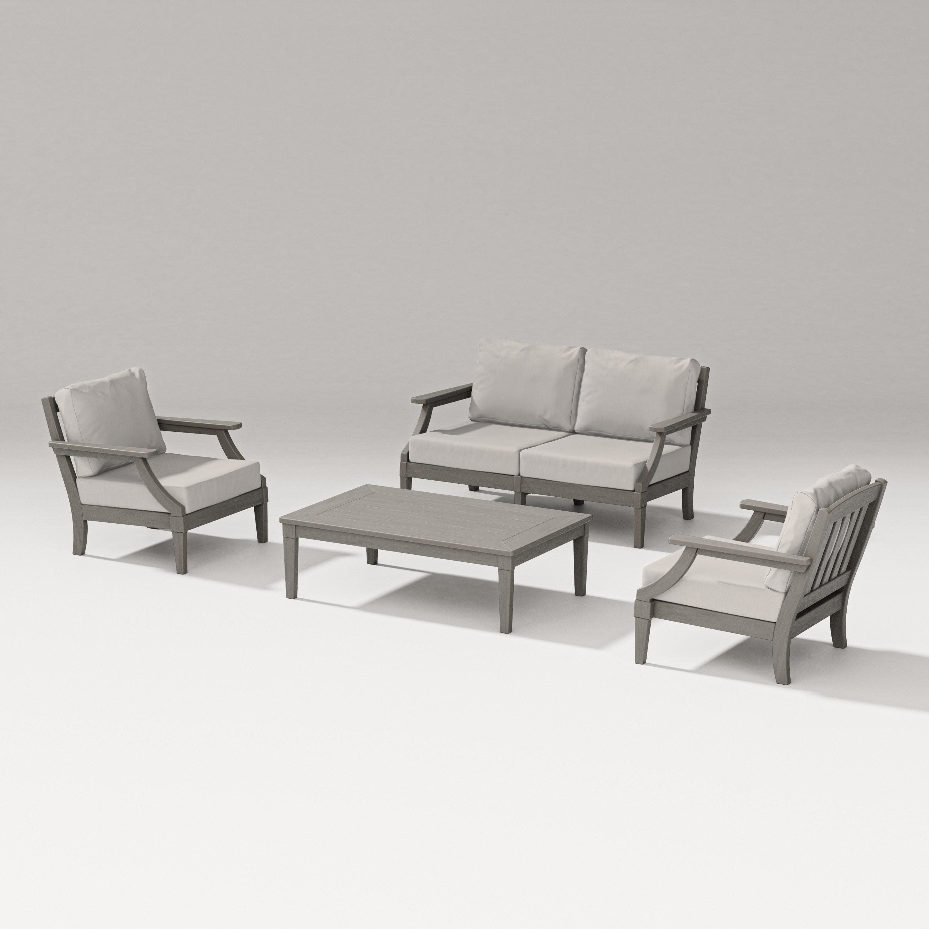 Estate Lounge 4-Piece Loveseat Set in Driftwood / Cast Ash
