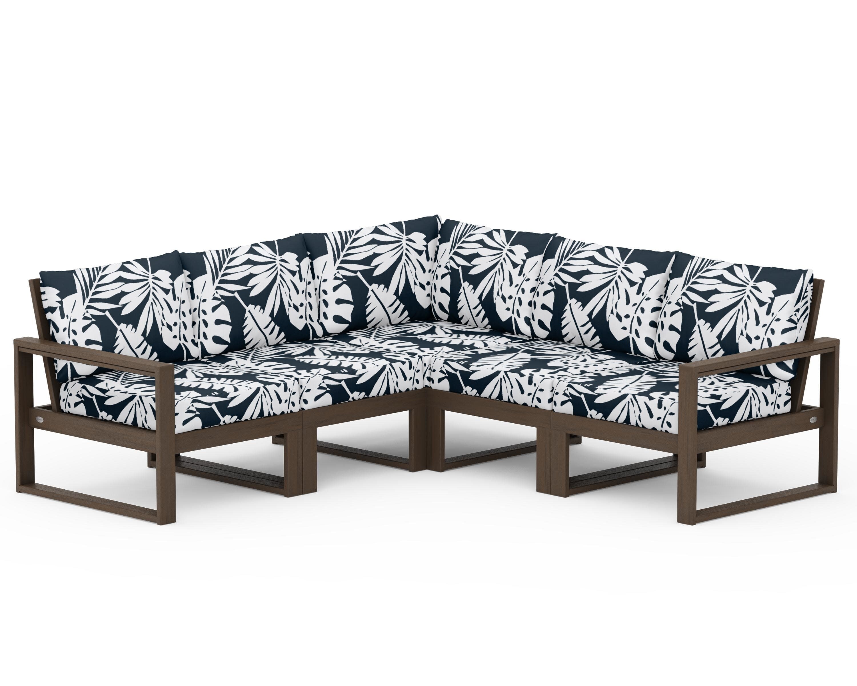 EDGE 5-Piece Modular Deep Seating Set in Kona / Leaf Marine Indigo