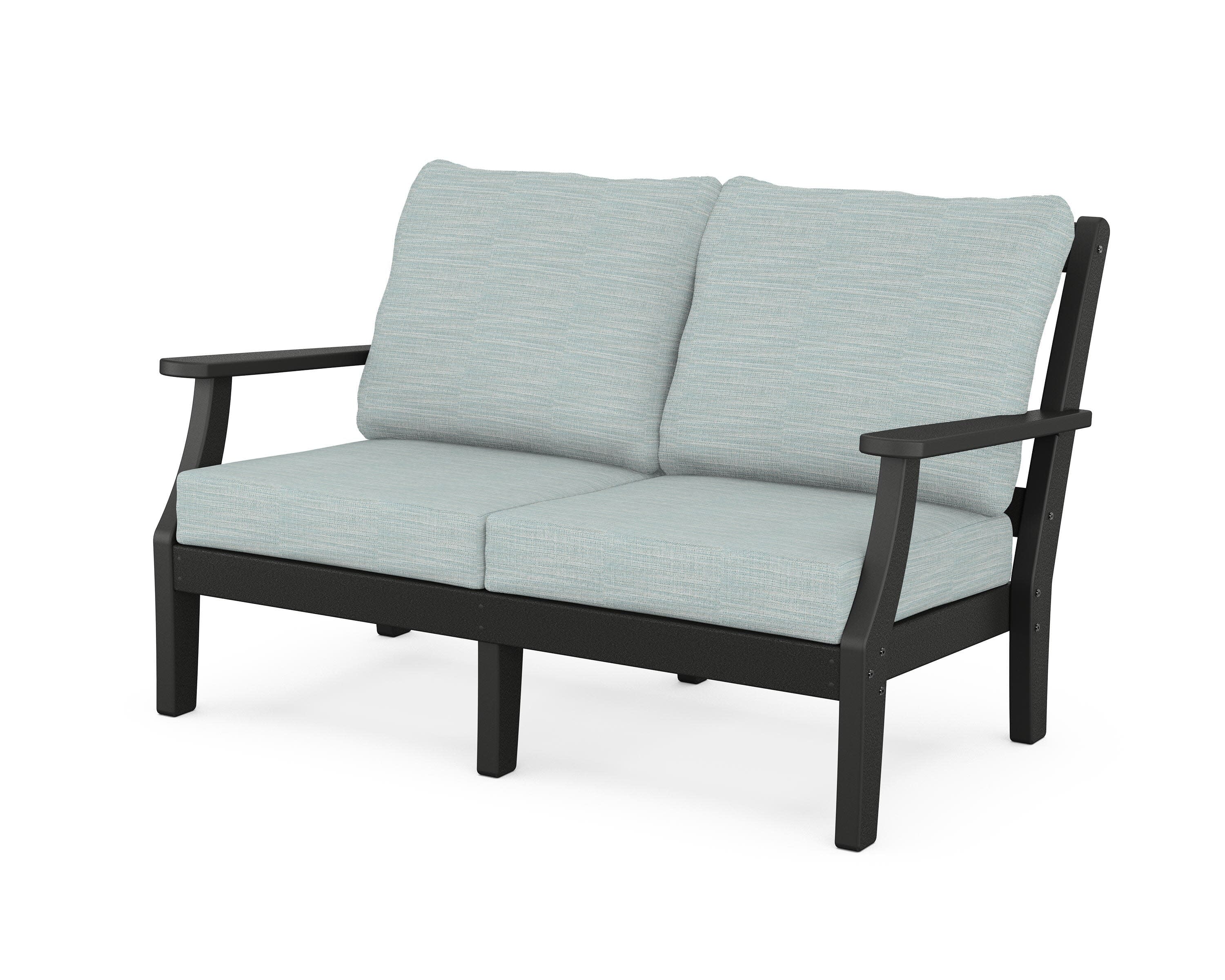 Chinoiserie Deep Seating Loveseat in Black / Soothe Mist