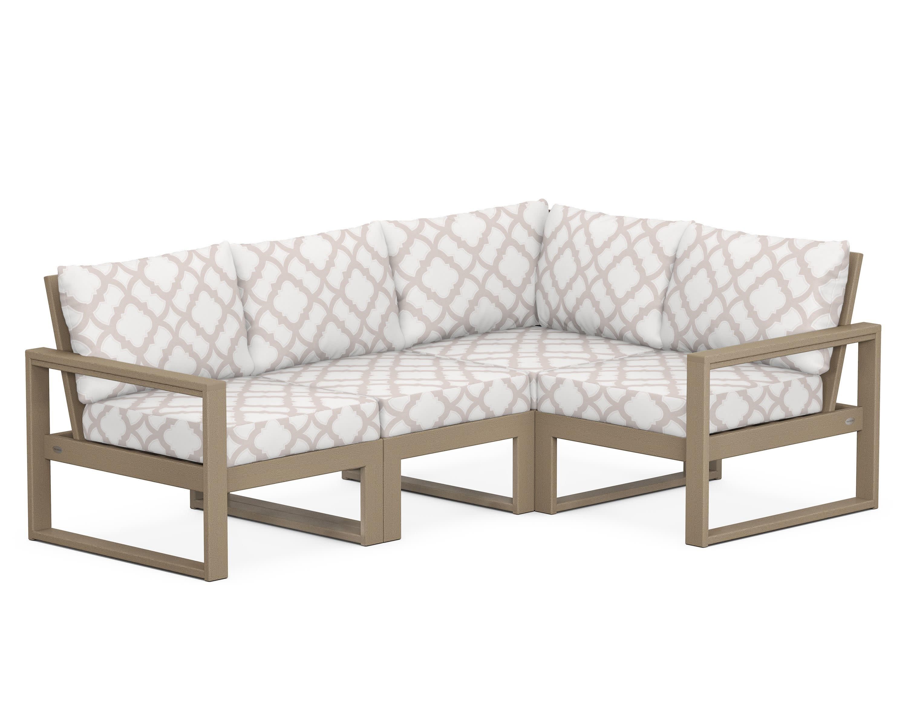 EDGE 4-Piece Modular Deep Seating Set in Vintage Sahara / Trellis Dune Burlap