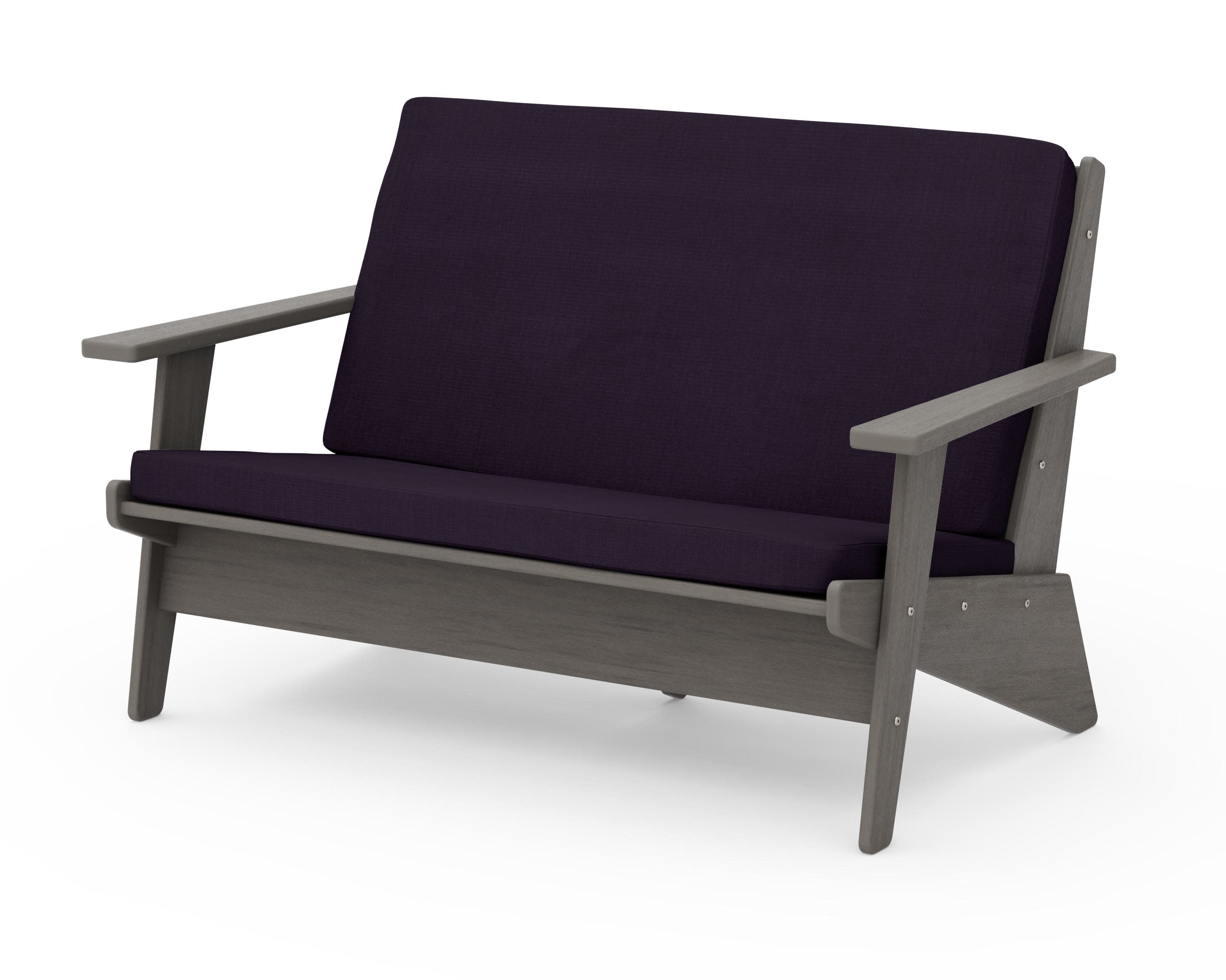 Riviera Modern Lounge Loveseat in Driftwood / Navy Linen