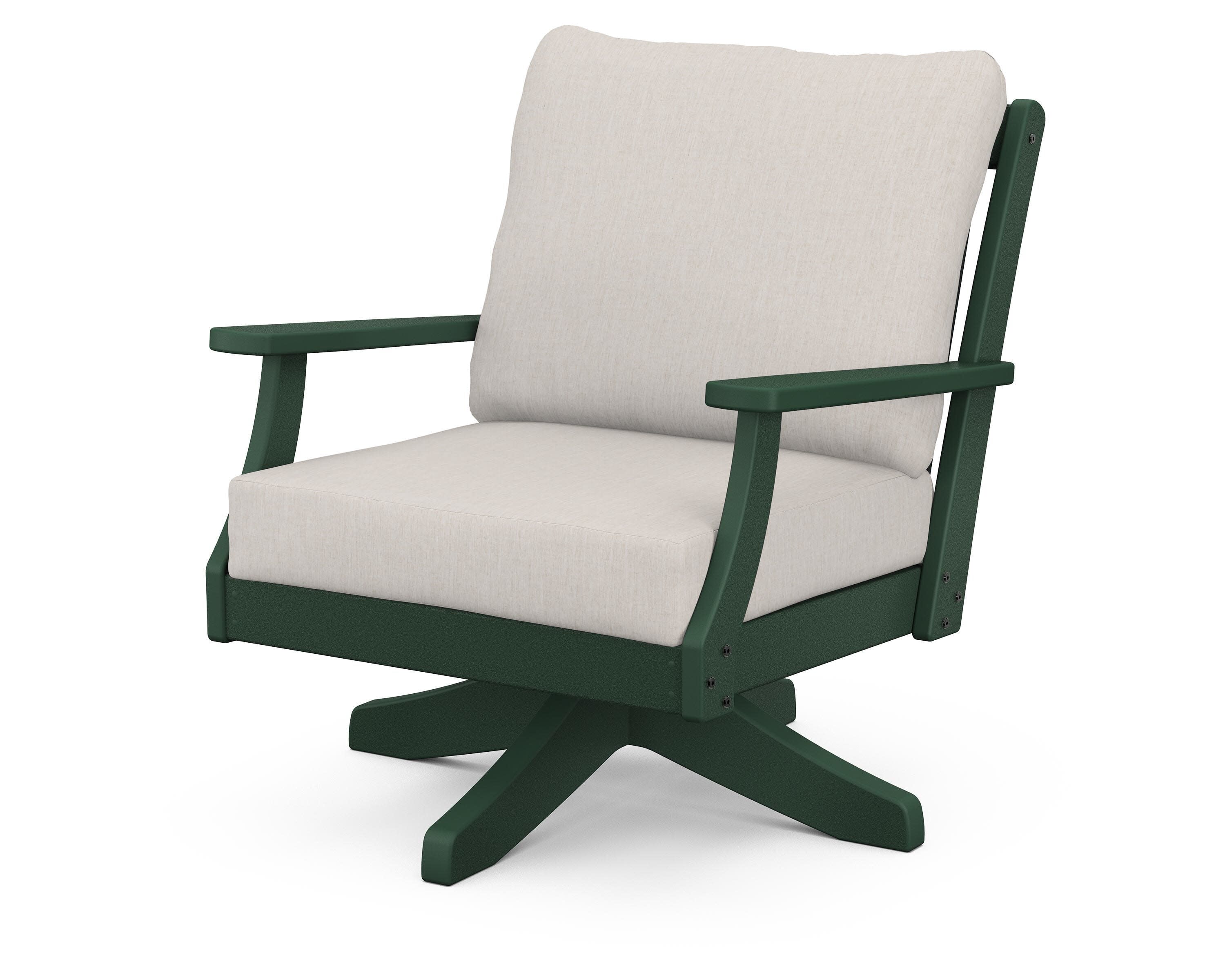 Braxton Deep Seating Swivel Chair in Green / Cast Ash