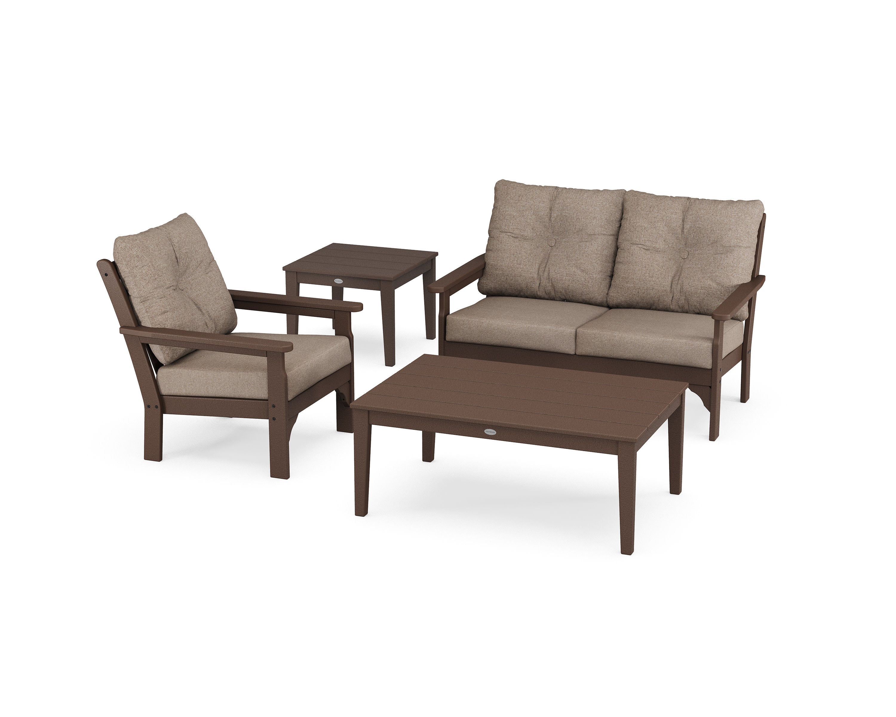Vineyard 4-Piece Deep Seating Set in Mahogany / Spiced Burlap