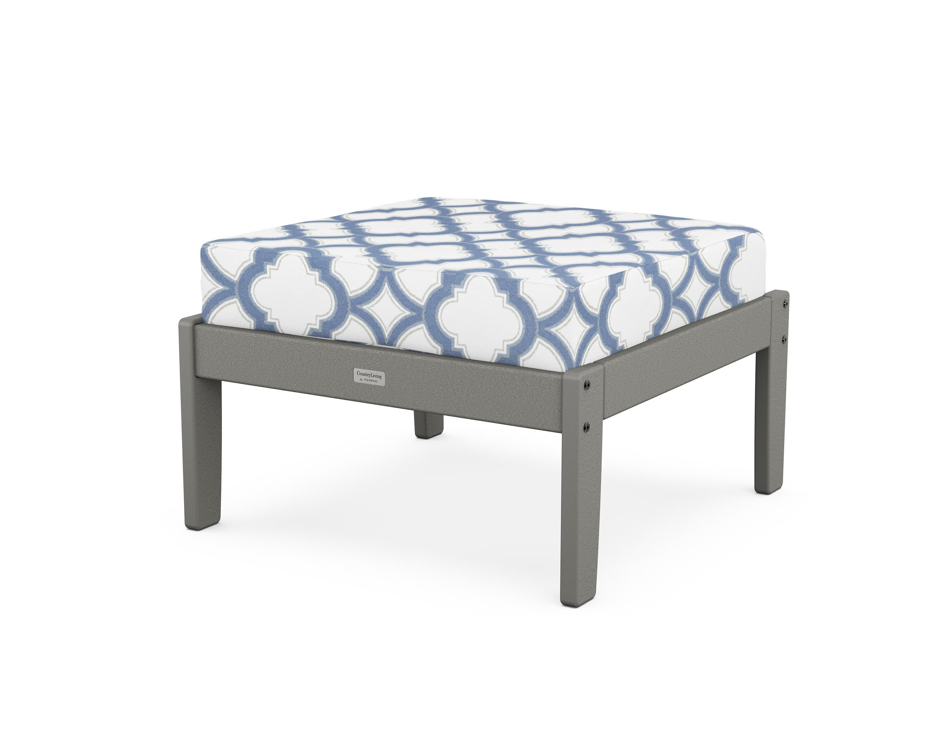 Cottage Deep Seating Ottoman in Slate Grey / Trellis Sky Blue