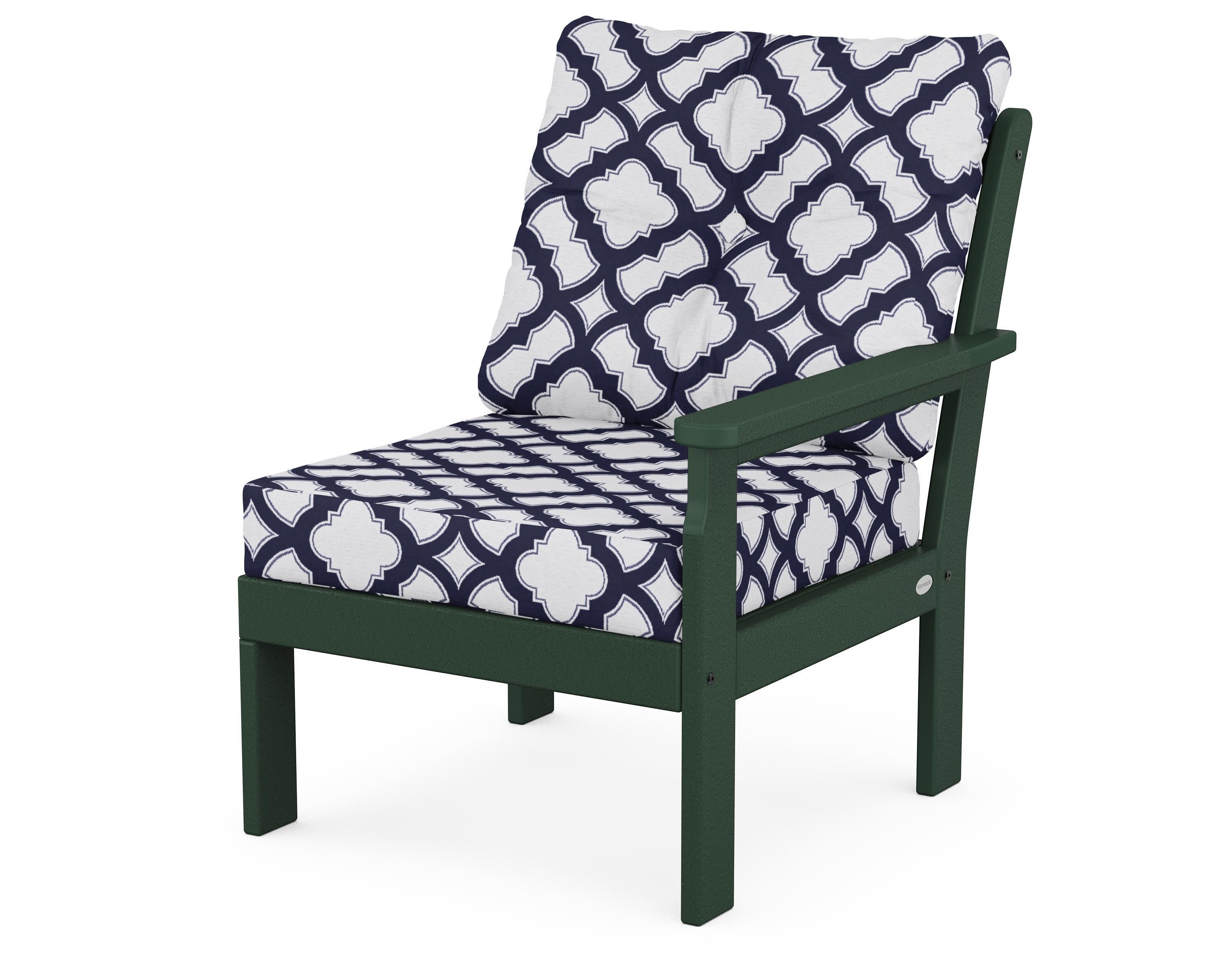Vineyard Modular Right Arm Chair in Green / Trellis Navy