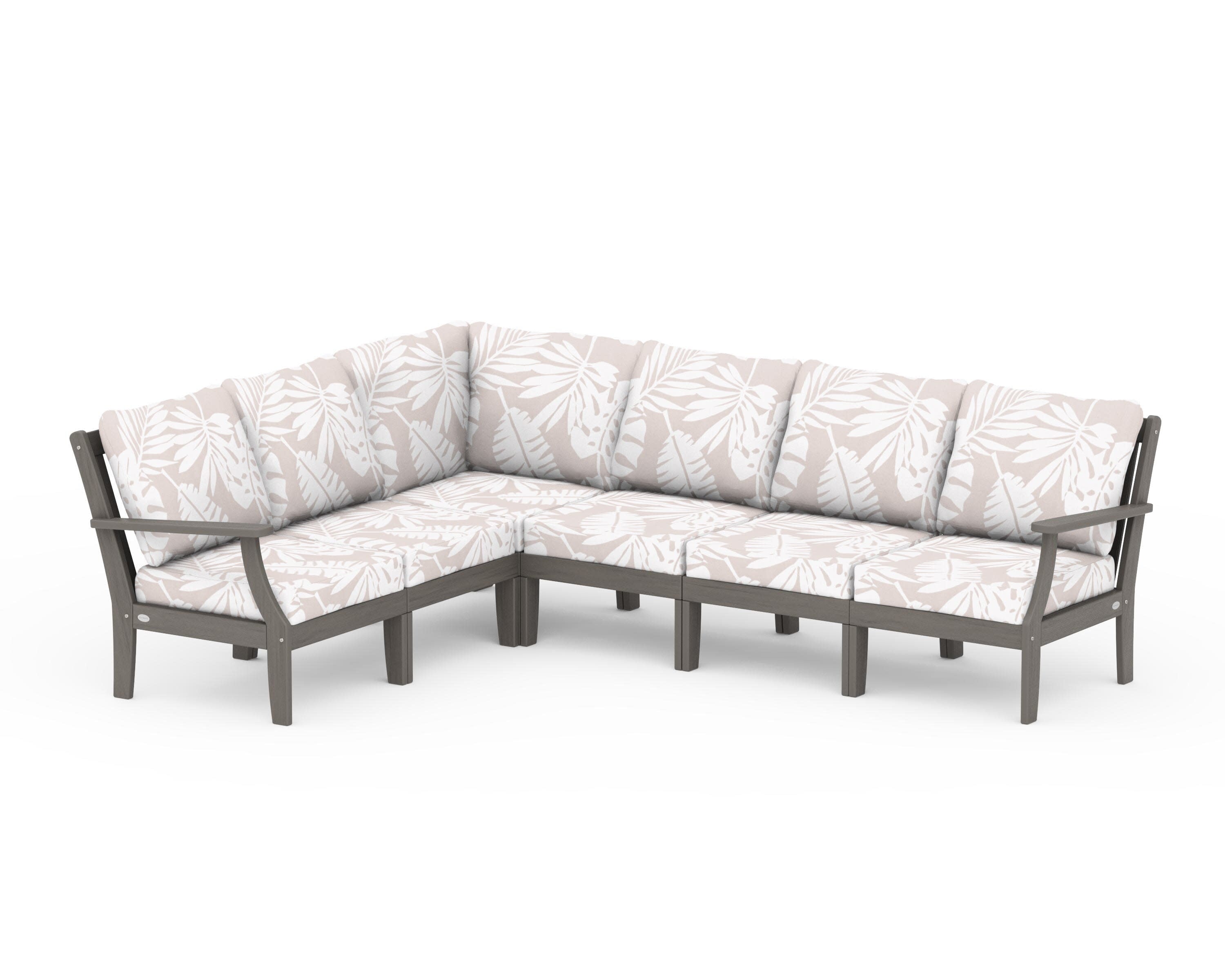 Braxton Modular 6-Piece Deep Seating Set in Driftwood / Leaf Dune Burlap