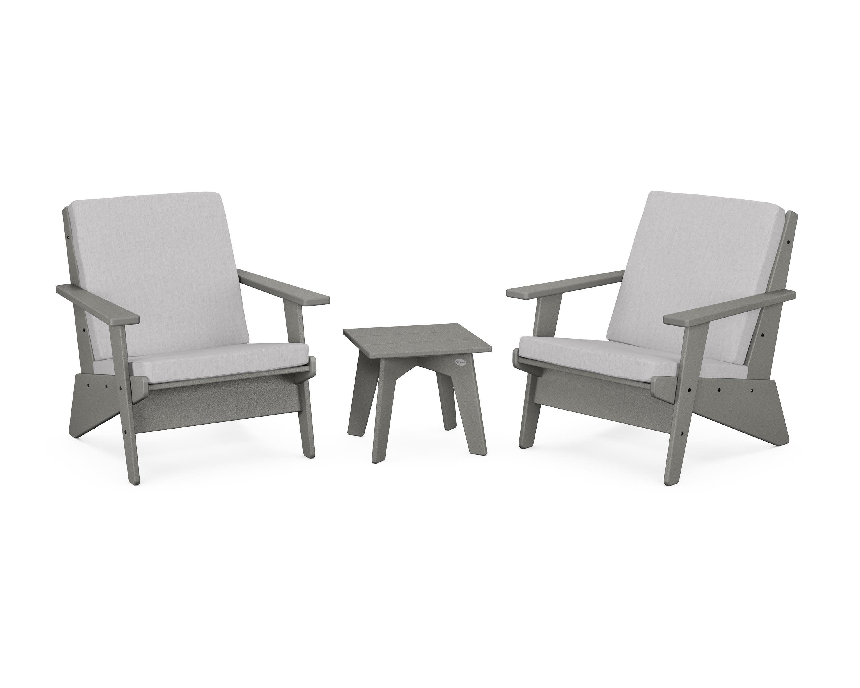 Riviera Modern Lounge 3-Piece Set in Slate Grey / Granite