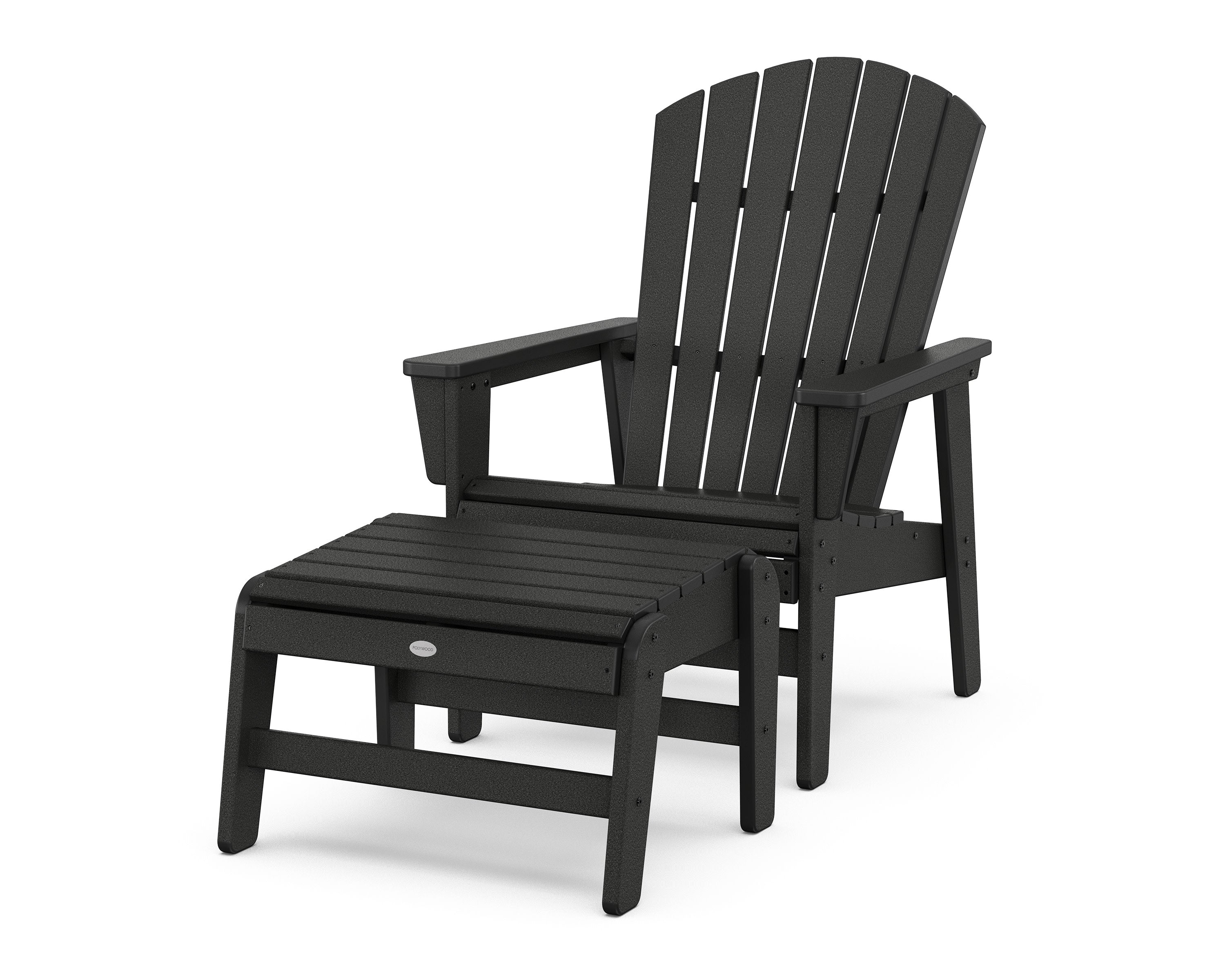 Nautical Grand Upright Adirondack Chair with Ottoman in Black