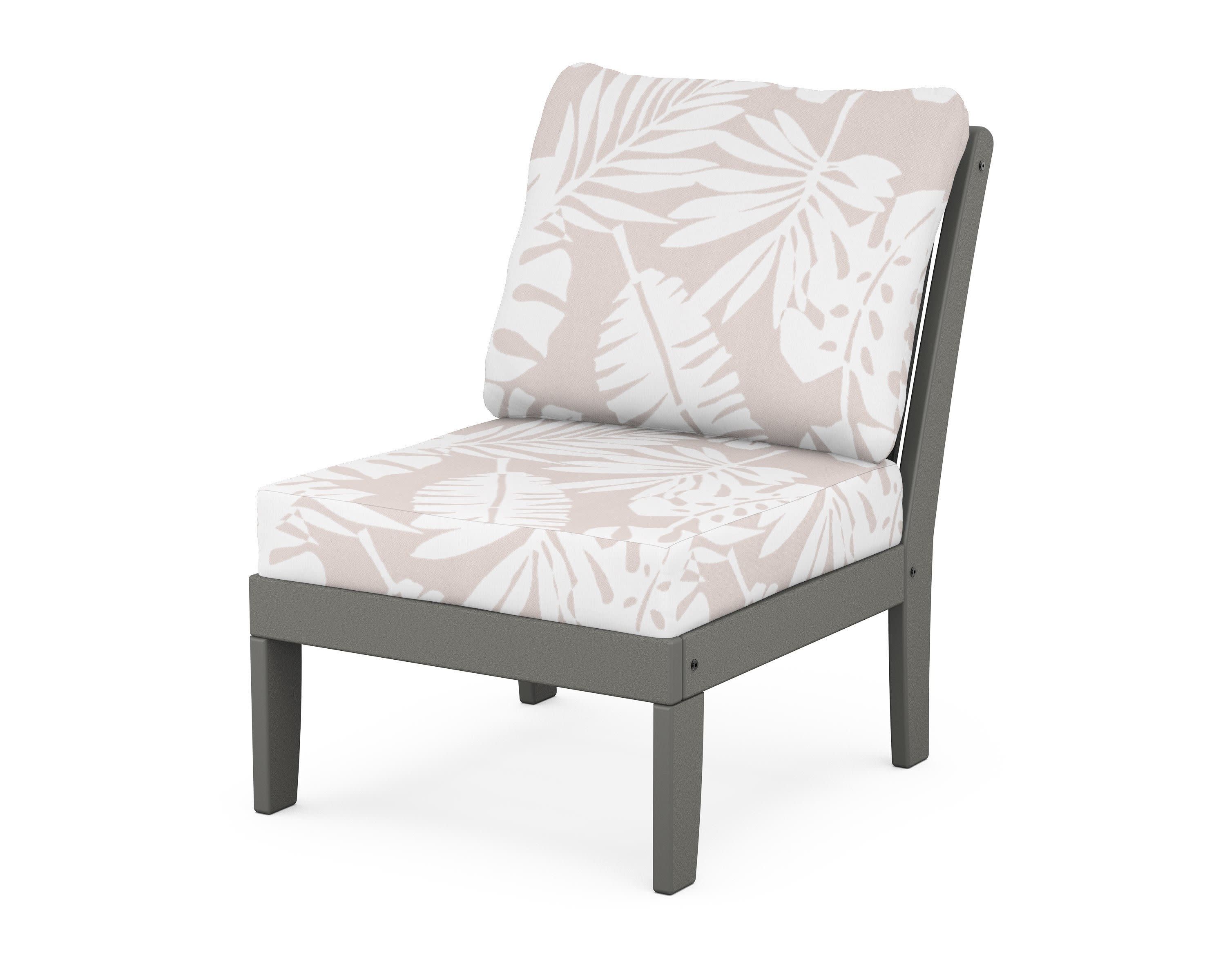 Braxton Modular Armless Chair in Slate Grey / Leaf Dune Burlap