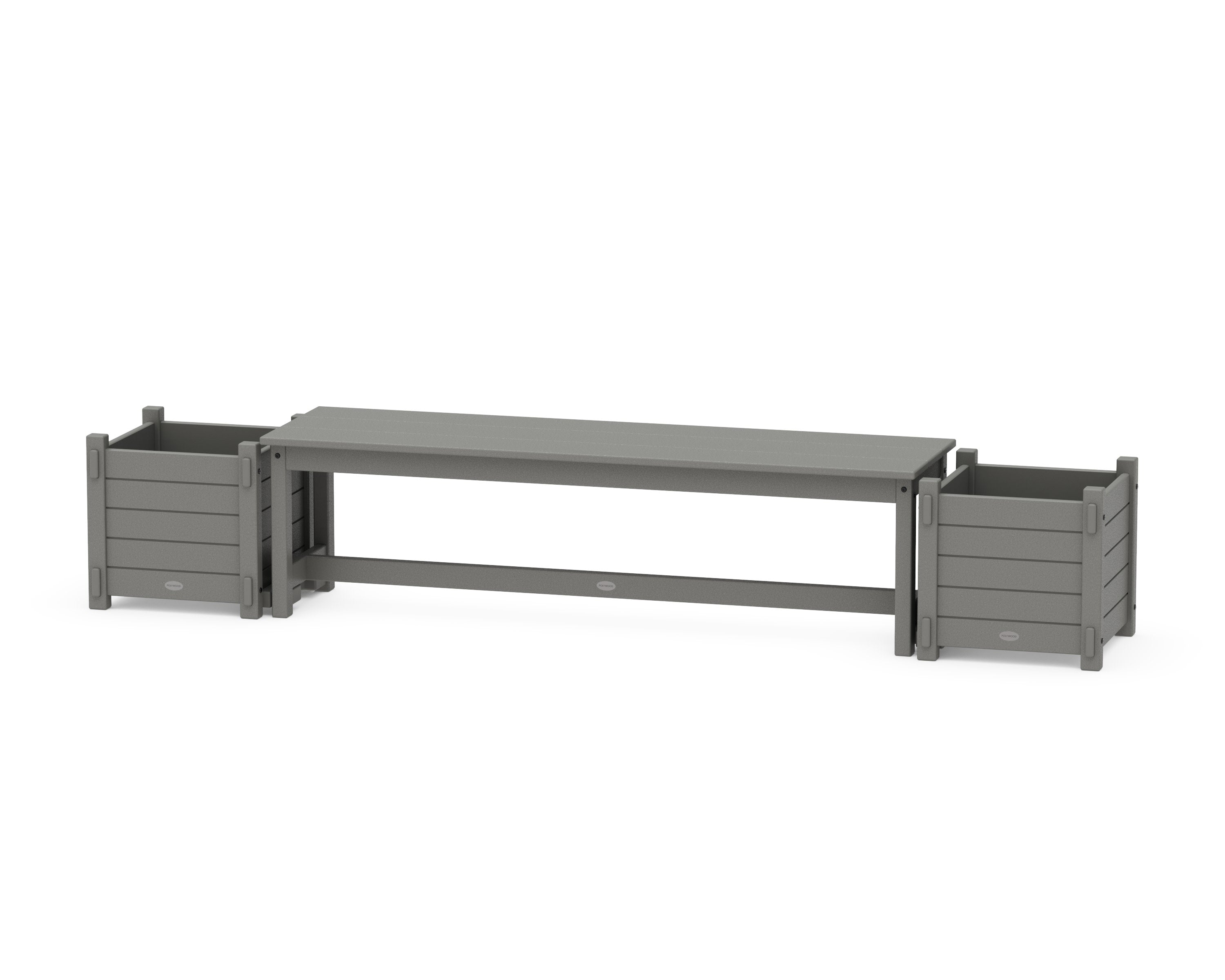 60" Nautical Straight Planter Bench Set in Slate Grey