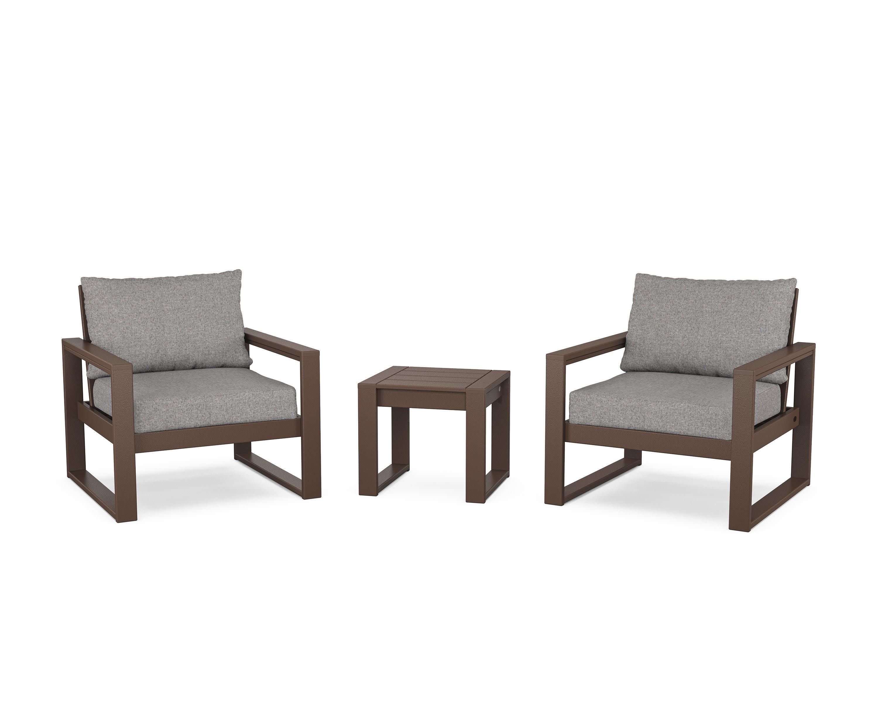 EDGE Sectional 3-Piece Deep Seating Set in Mahogany / Grey Mist
