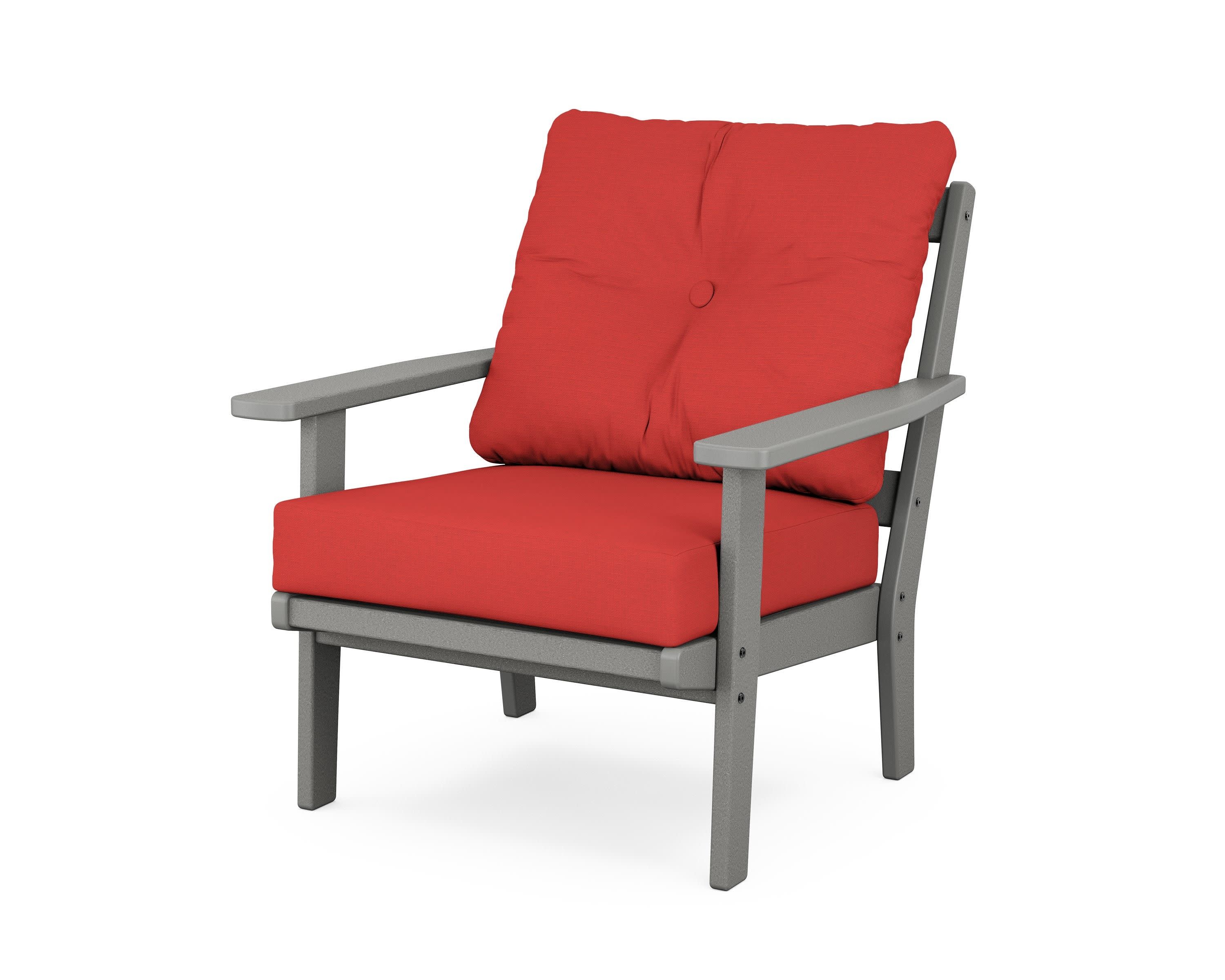 Oxford Deep Seating Chair in Slate Grey / Crimson Linen